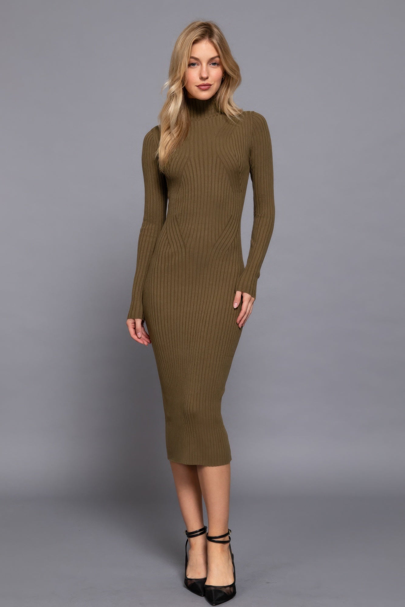 Long Sleeve High Neck Sweater Dress