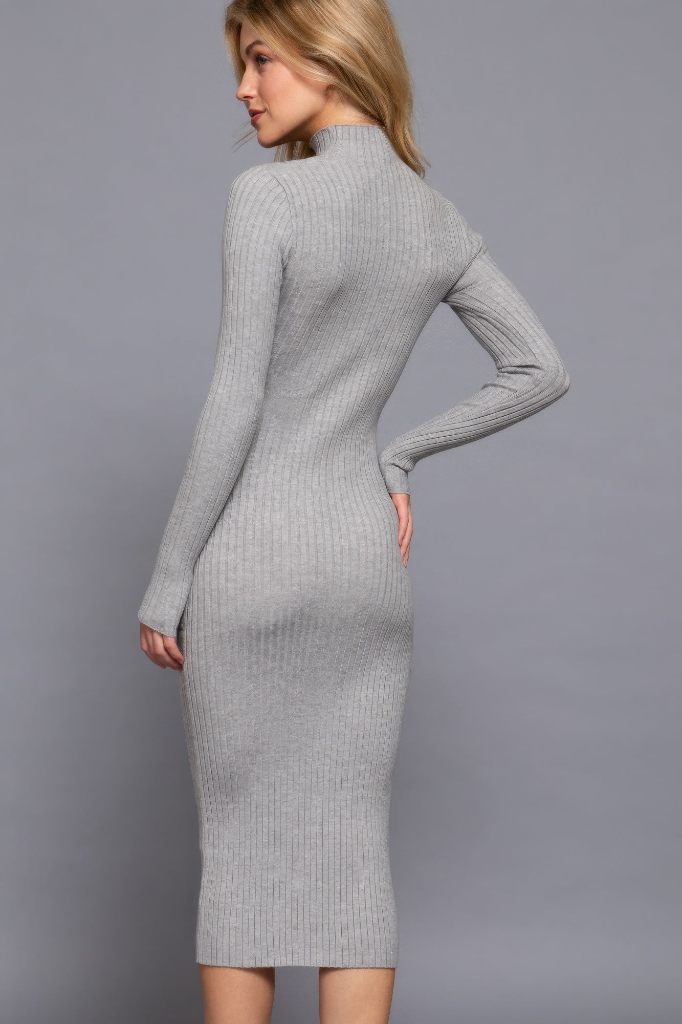 Long Sleeve High Neck Sweater Dress