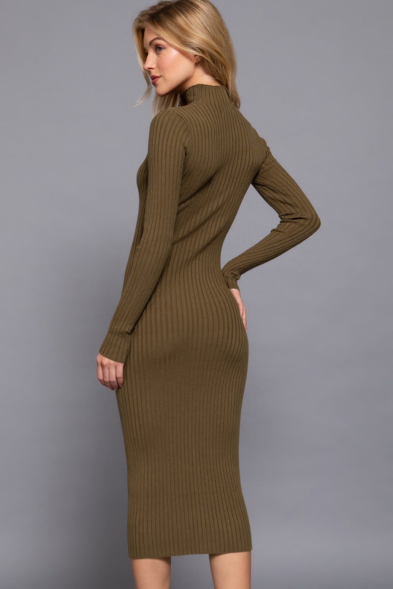 Long Sleeve High Neck Sweater Dress