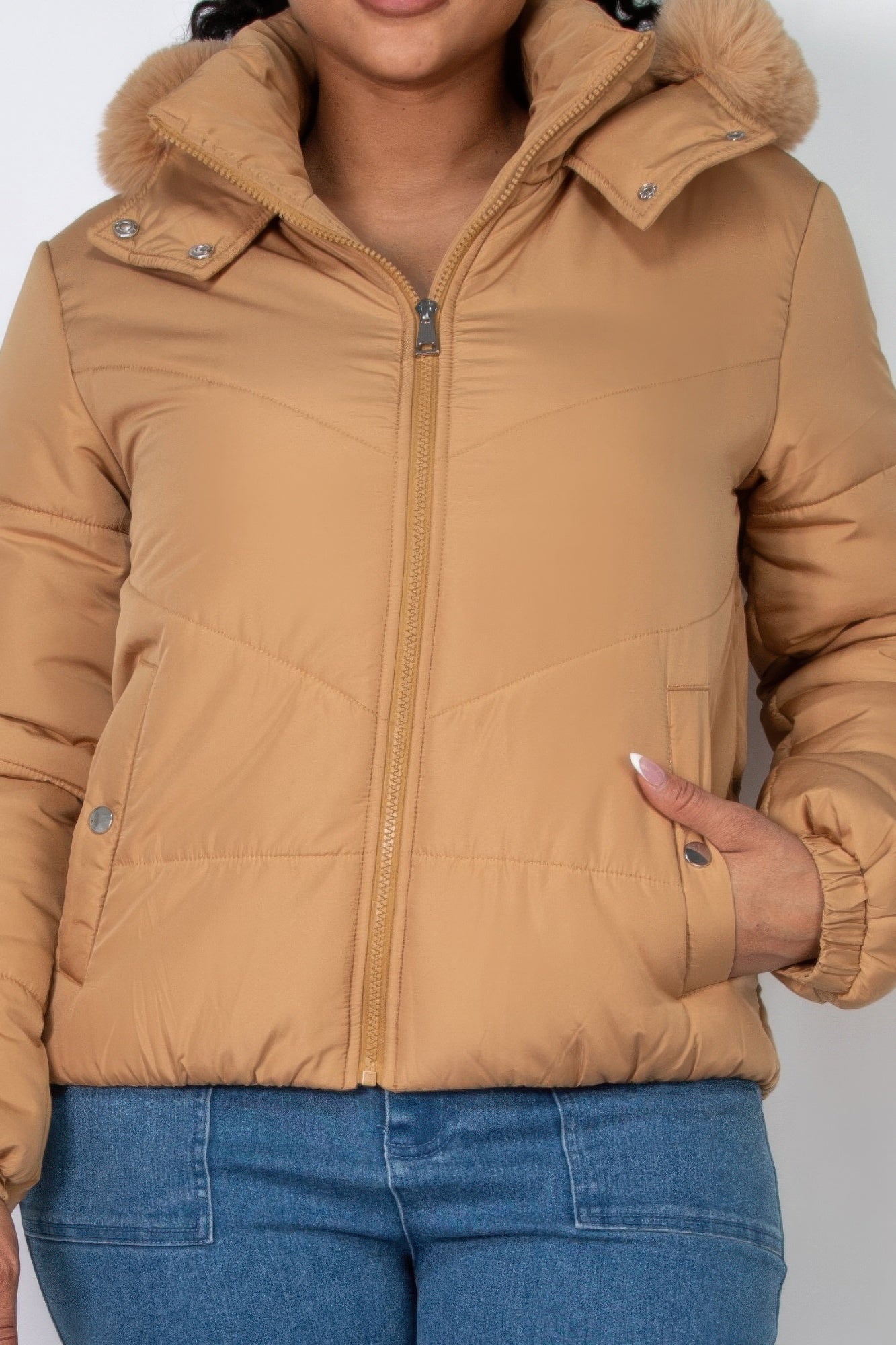 Insulated Faux Fur Hooded Jacket