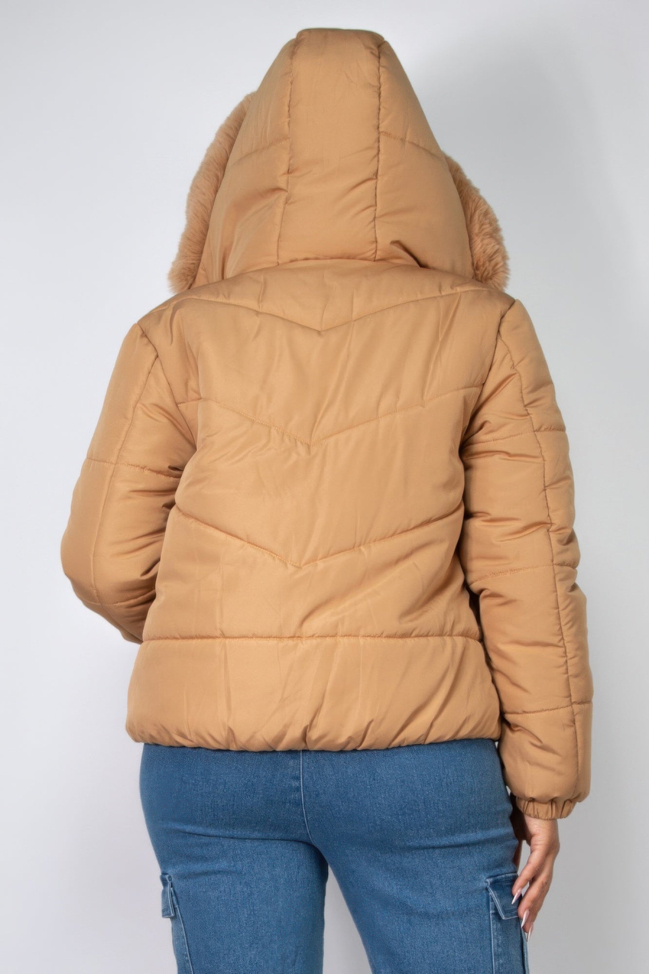 Insulated Faux Fur Hooded Jacket
