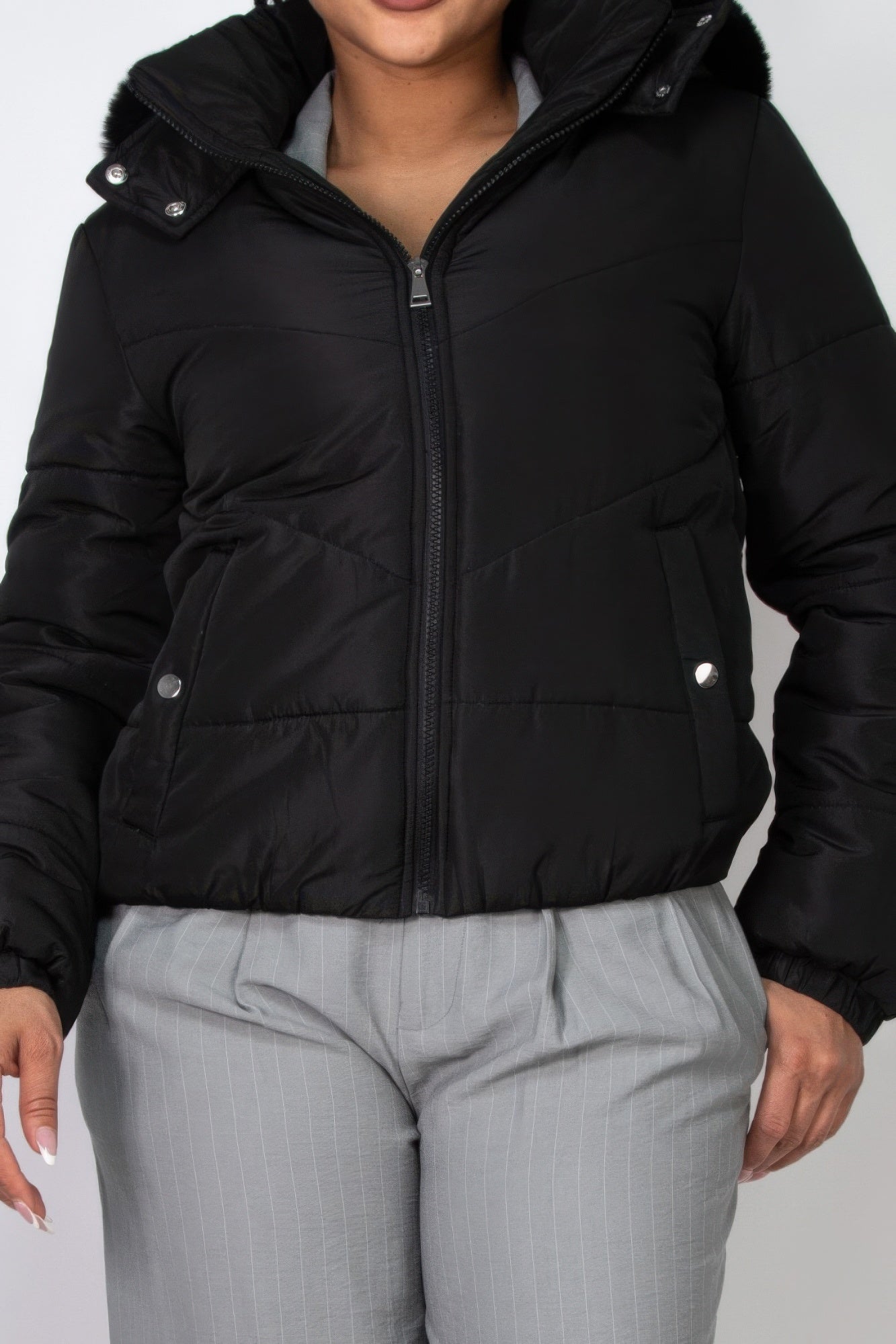 Insulated Faux Fur Hooded Jacket