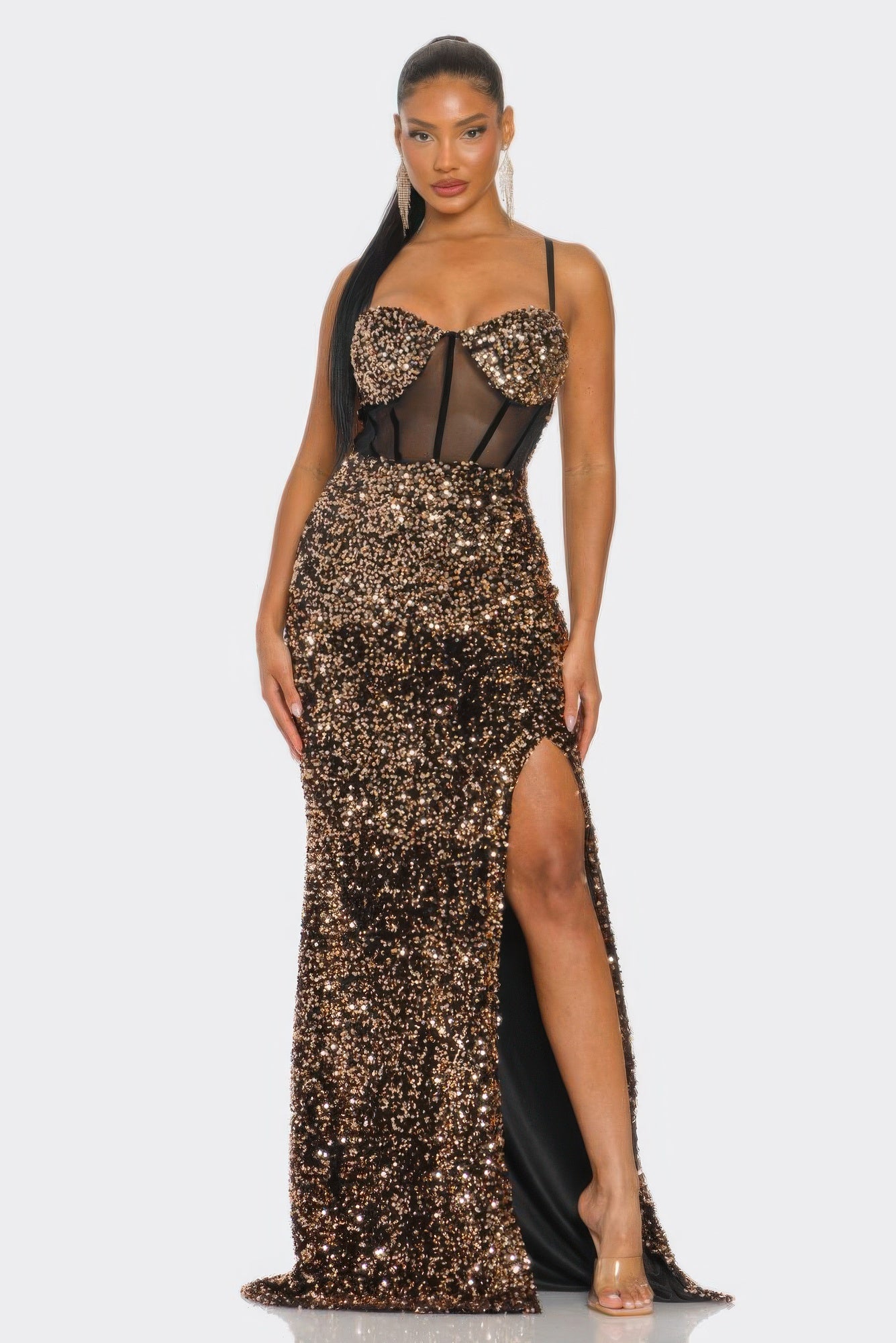 Holiday Teddy Velvet Corset Maxi Dress