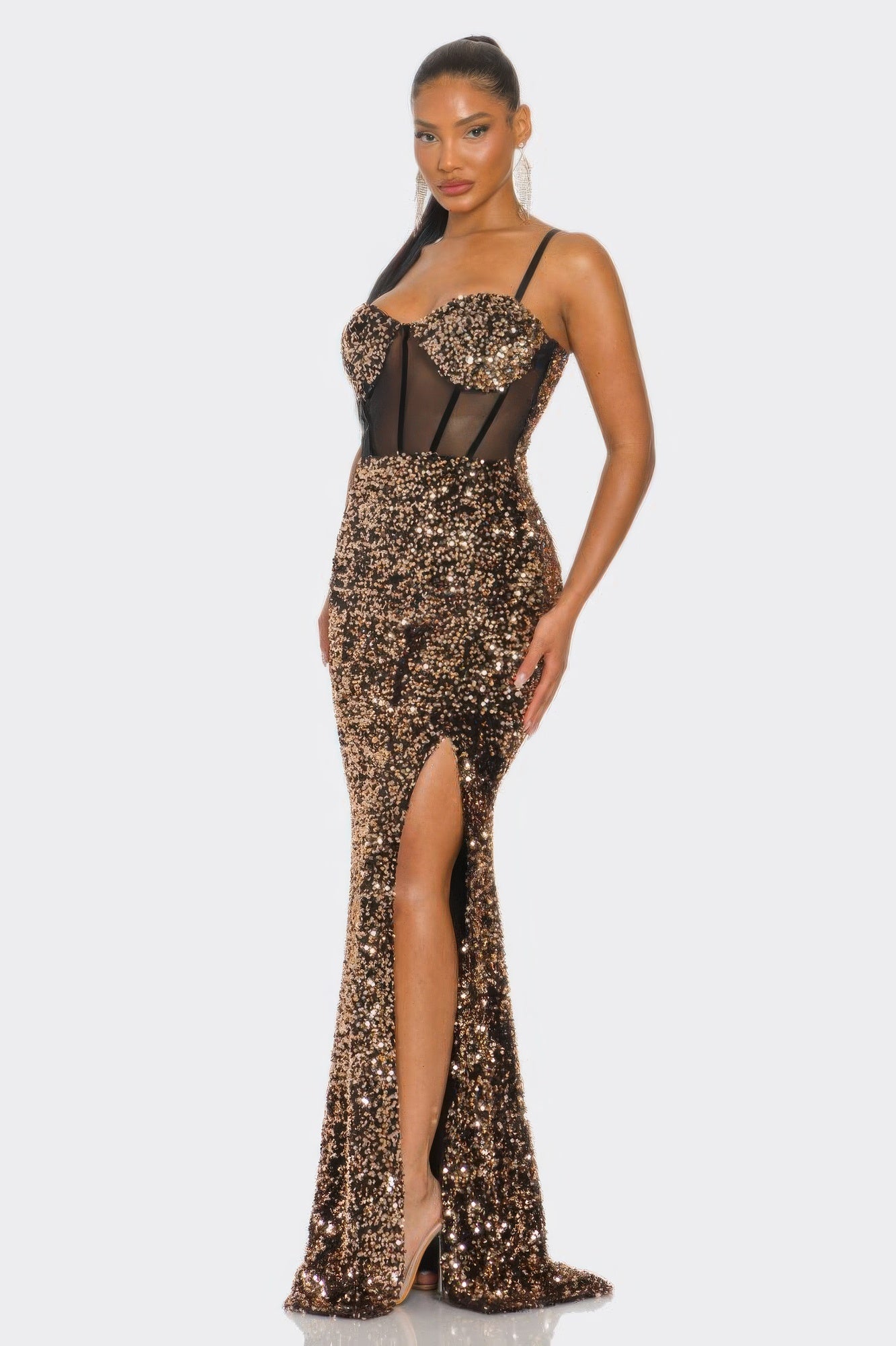 Holiday Teddy Velvet Corset Maxi Dress