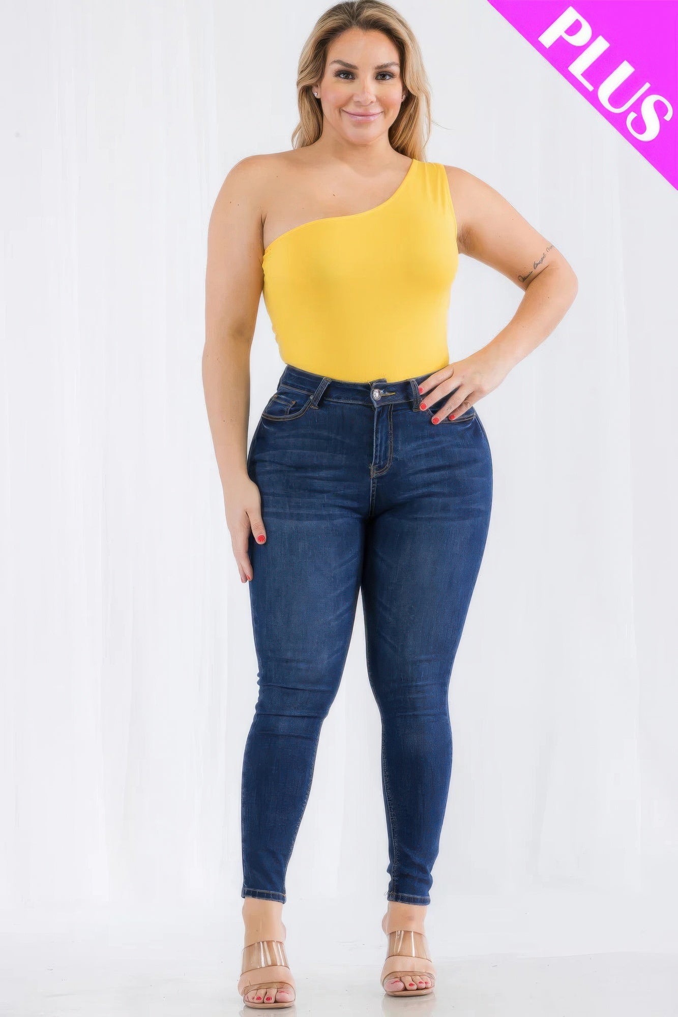 Plus Size One Shoulder Bodysuit