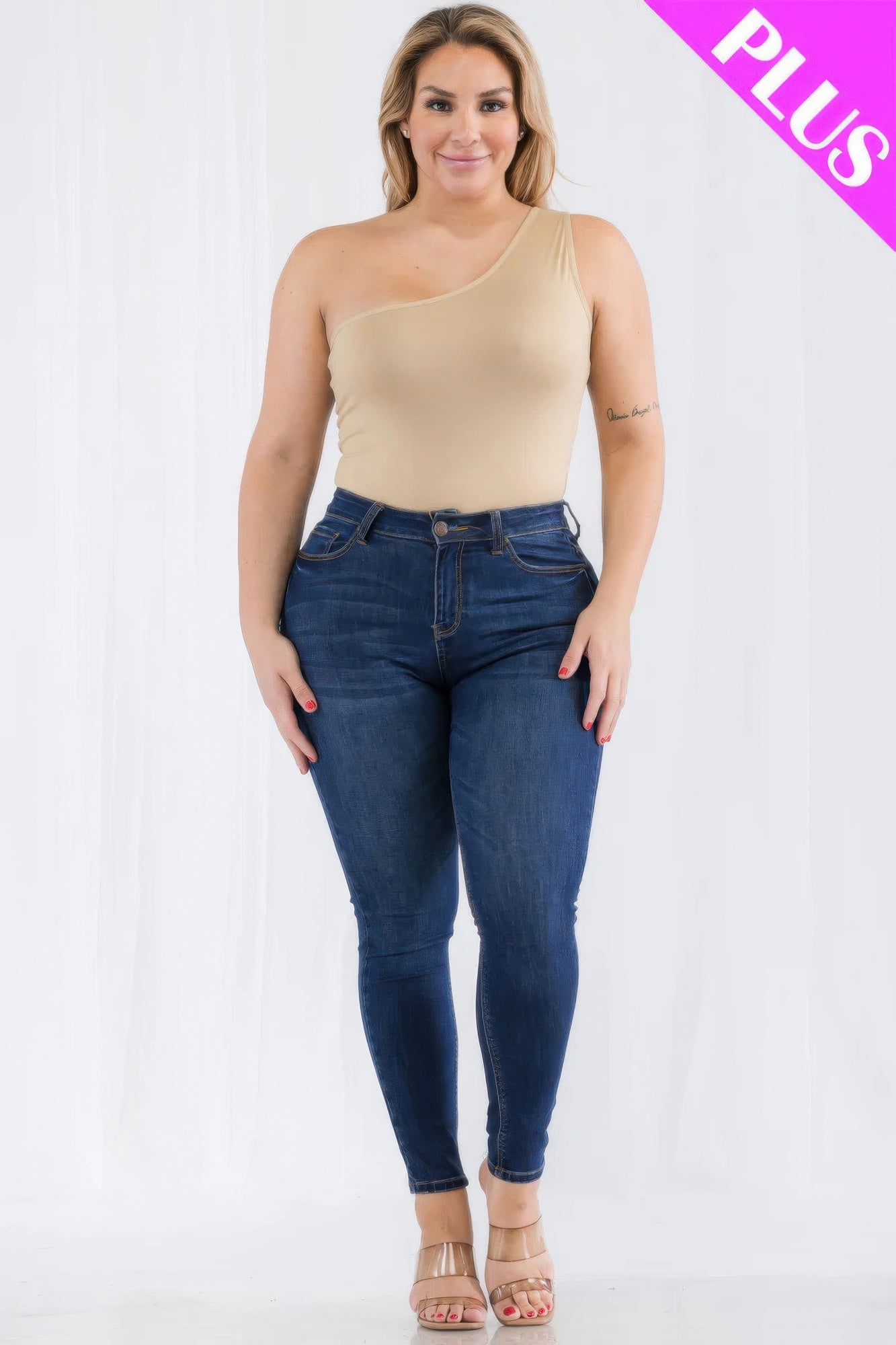 Plus Size One Shoulder Bodysuit