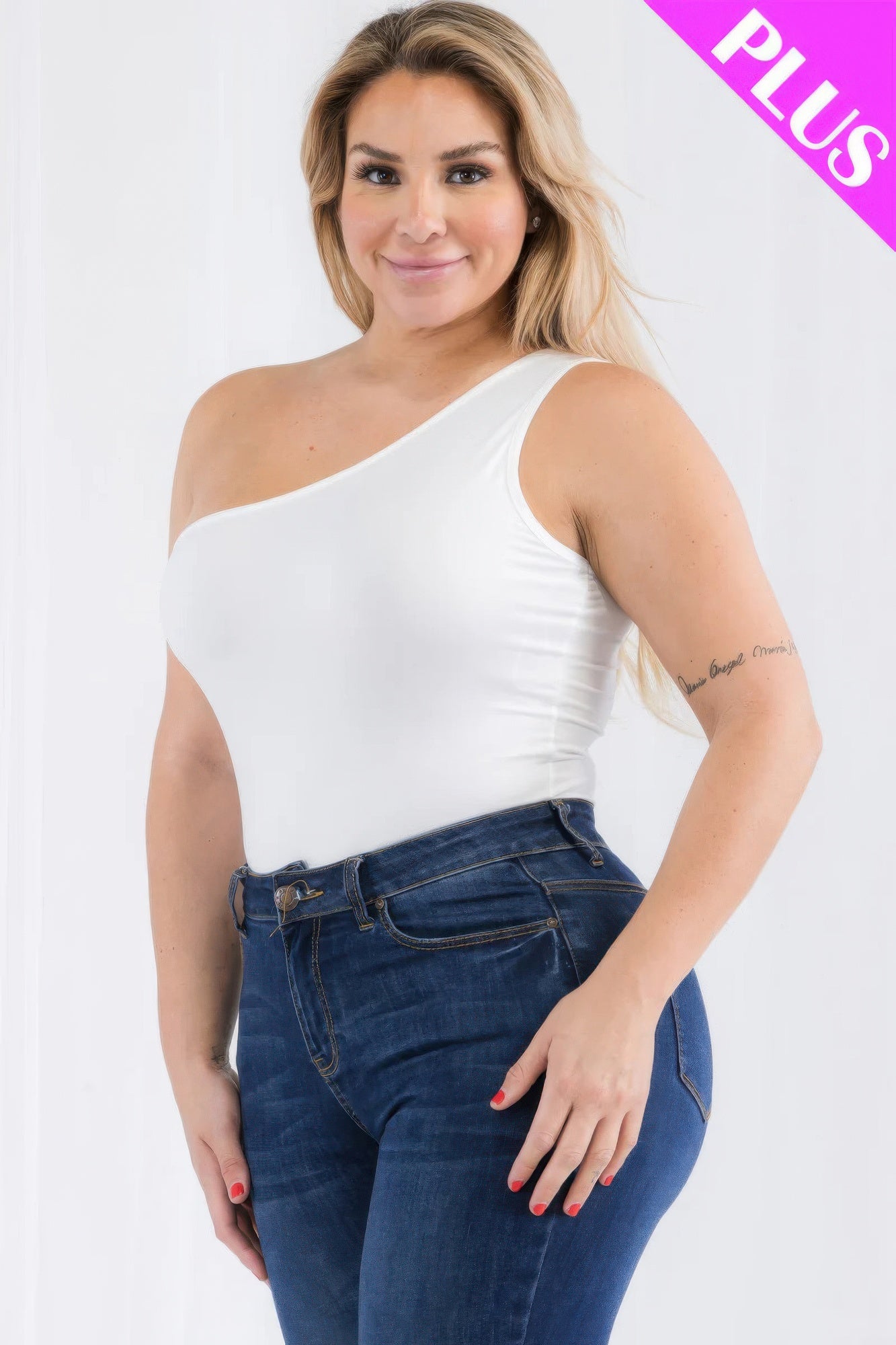Plus Size One Shoulder Bodysuit