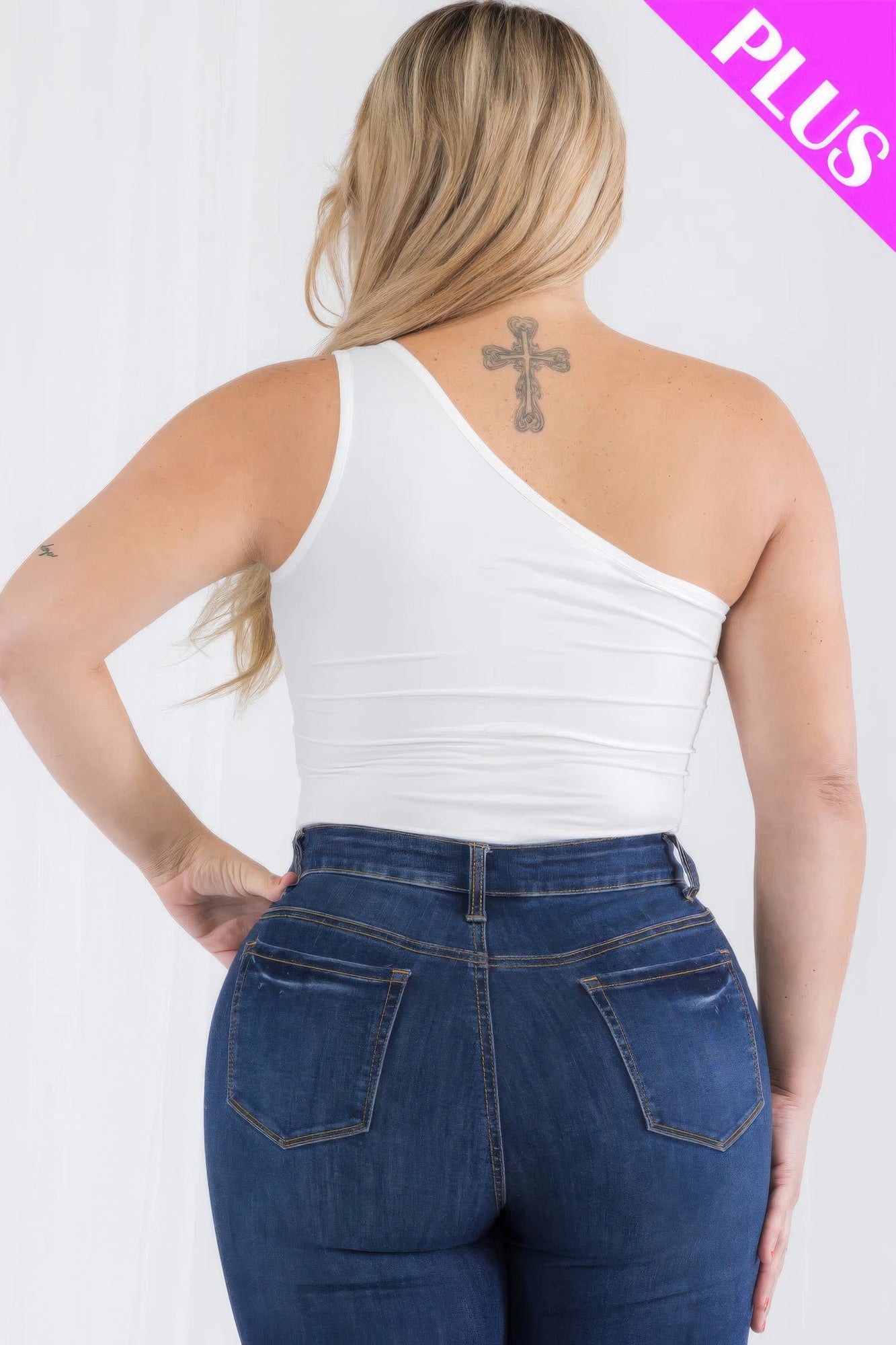 Plus Size One Shoulder Bodysuit
