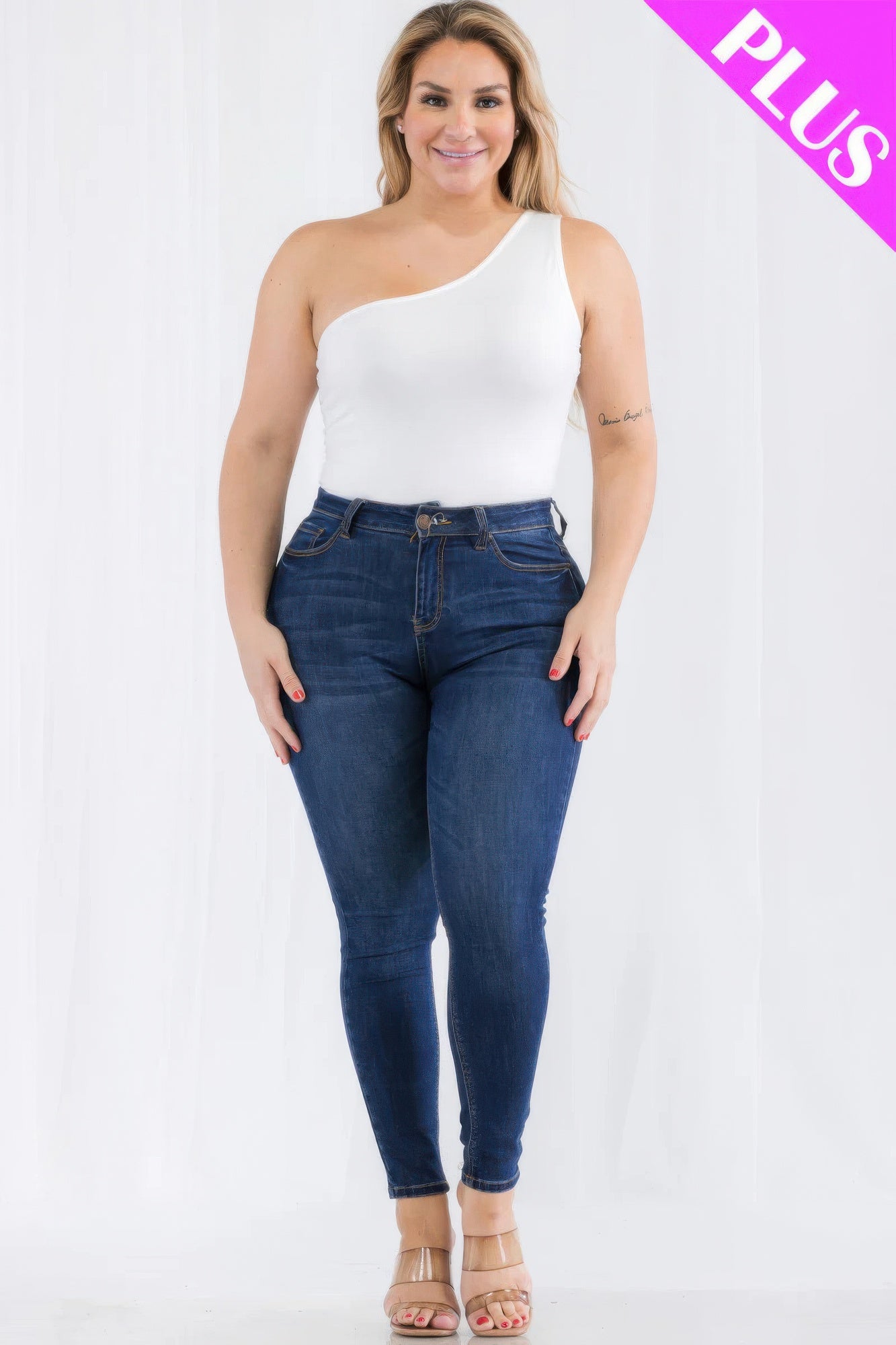 Plus Size One Shoulder Bodysuit