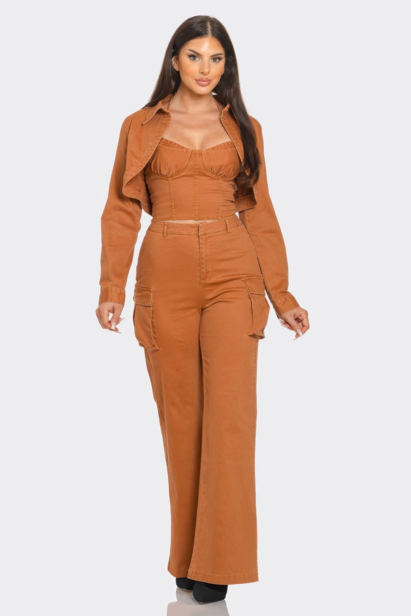Crop Jacket Cami & Pants Set