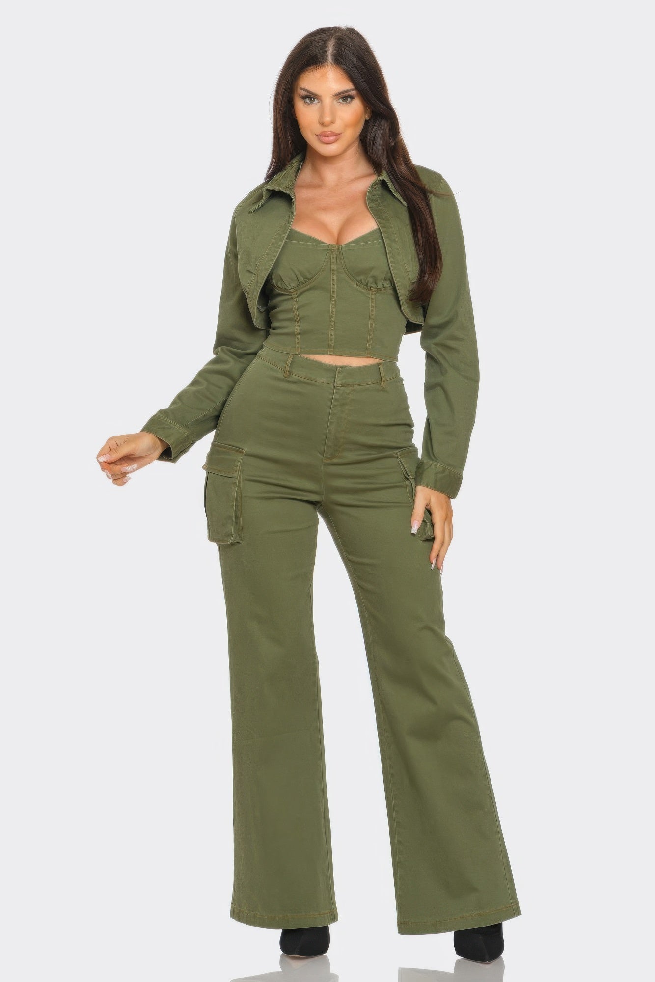 Crop Jacket Cami & Pants Set