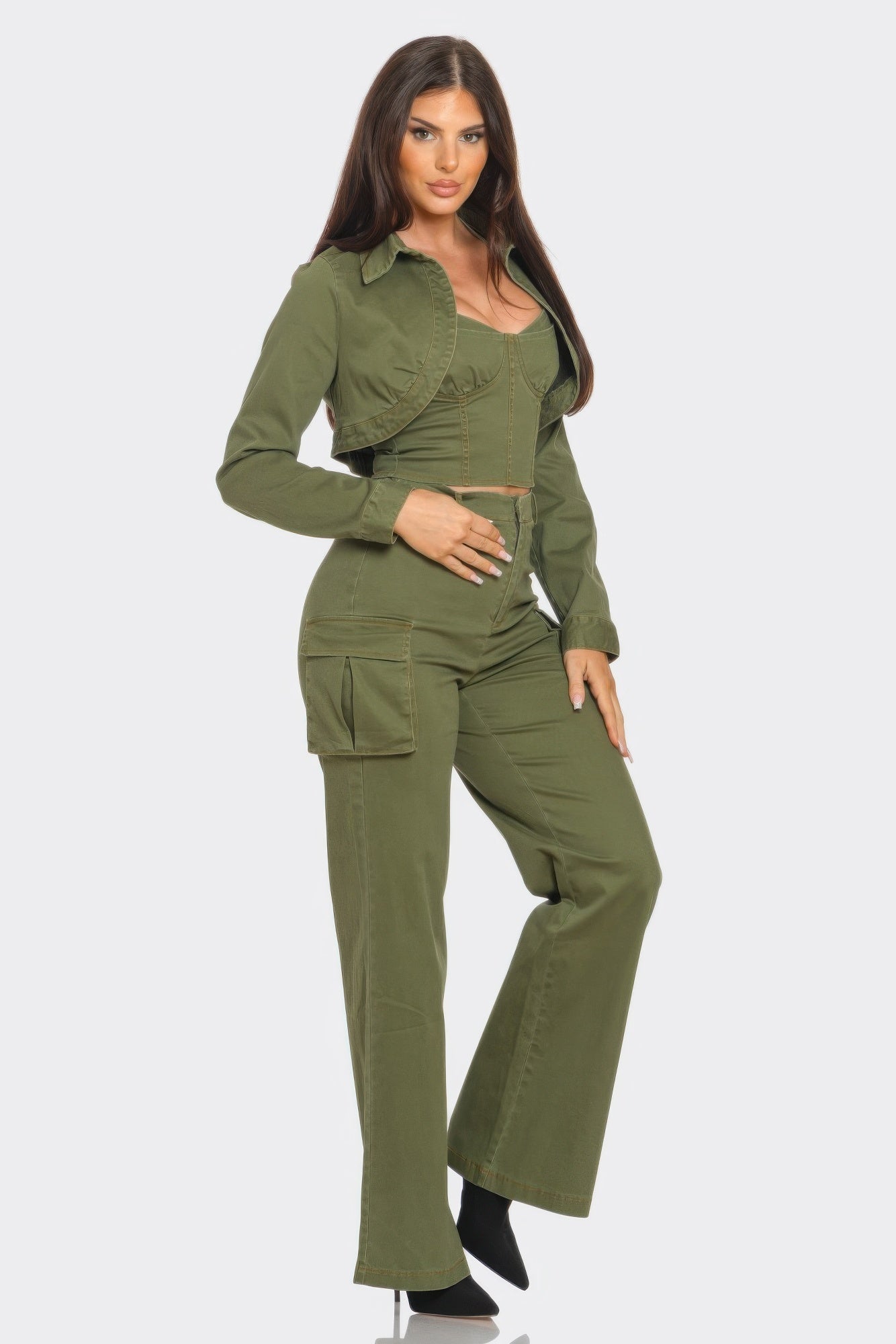 Crop Jacket Cami & Pants Set