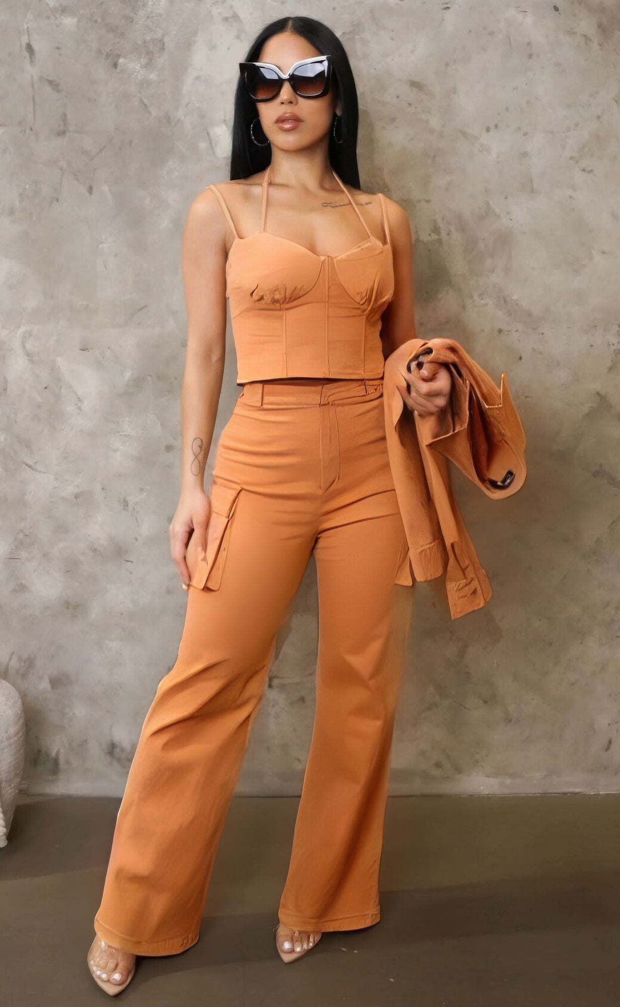 Crop Jacket Cami & Pants Set