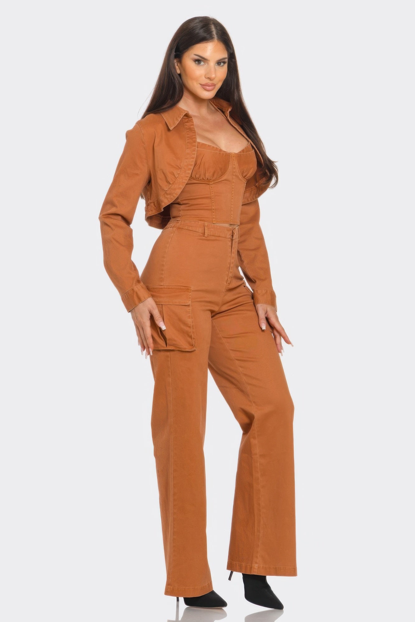 Crop Jacket Cami & Pants Set