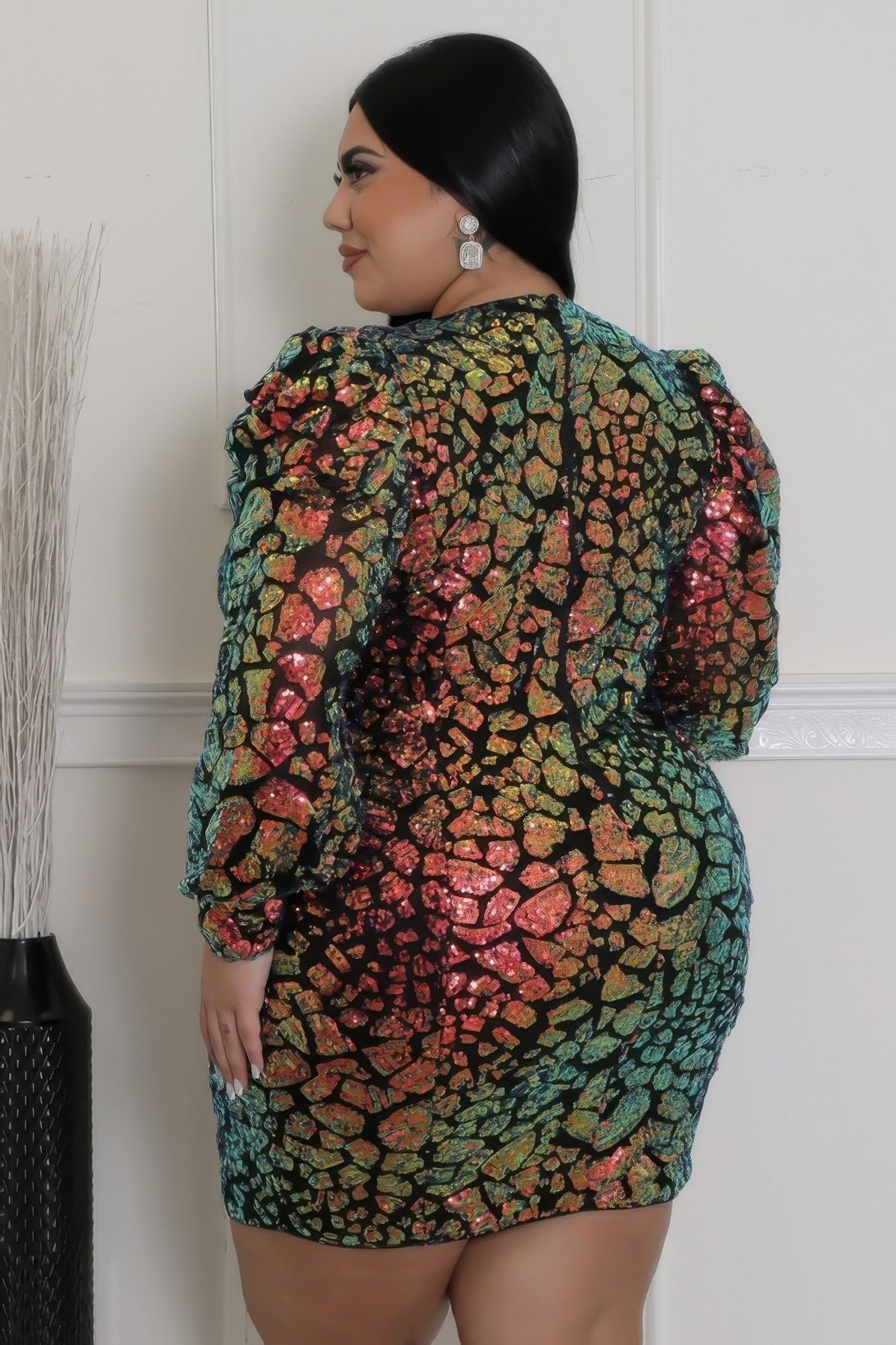 Plus Size Leopard Sequin Dress