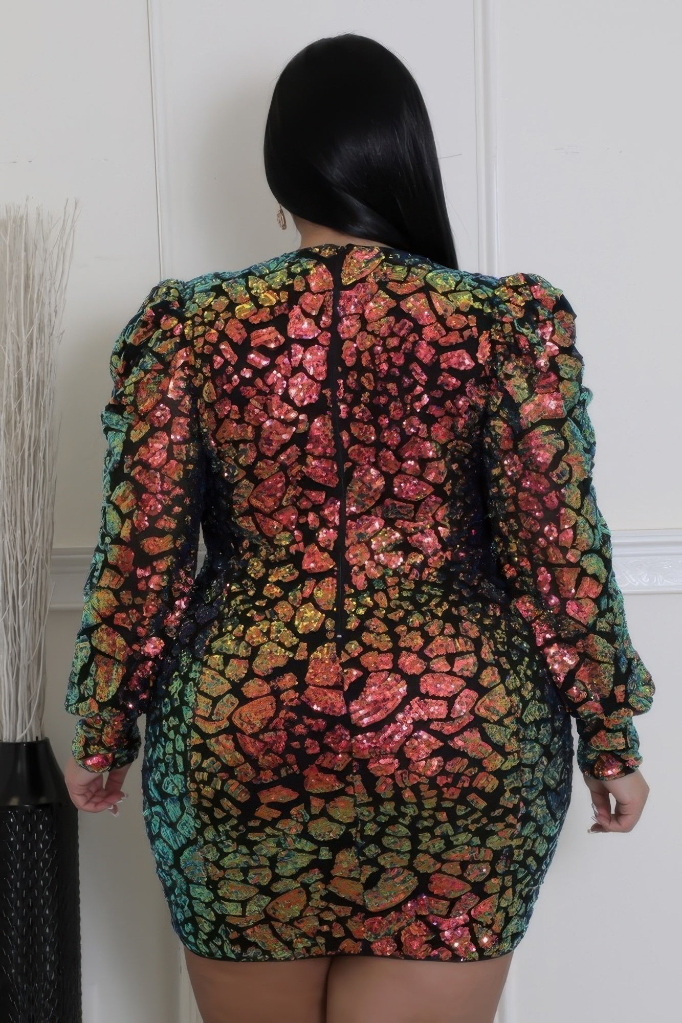 Plus Size Leopard Sequin Dress