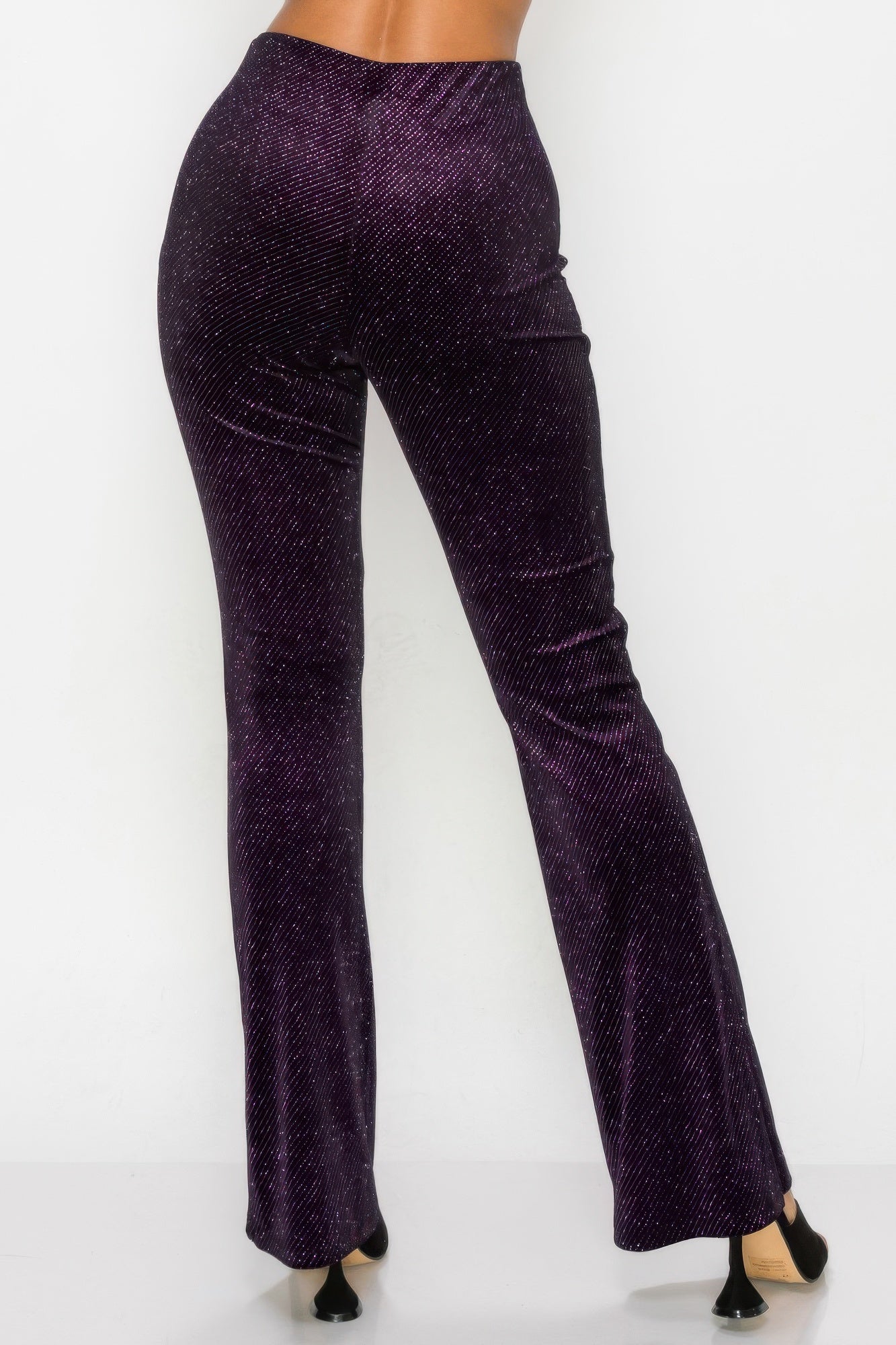 Glittery Flare High Rise Elastic Pants