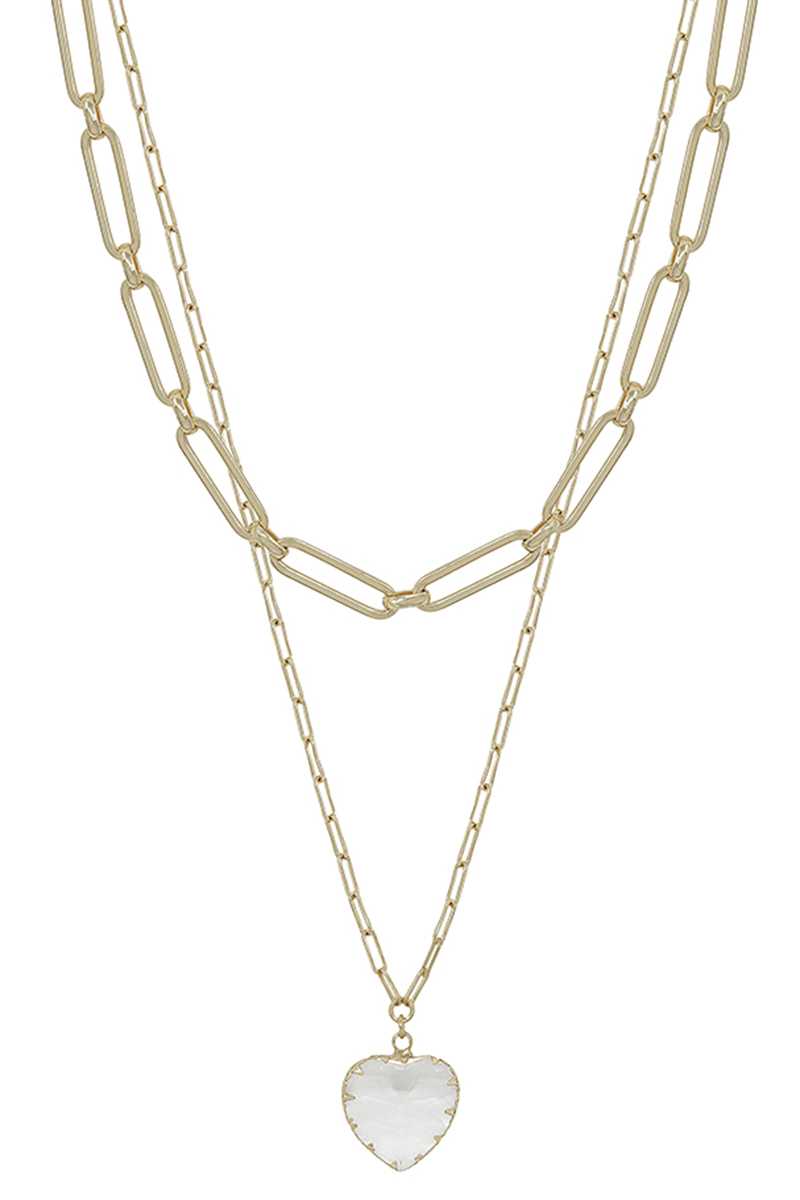 Chain & Heart Pendant Layered Necklace