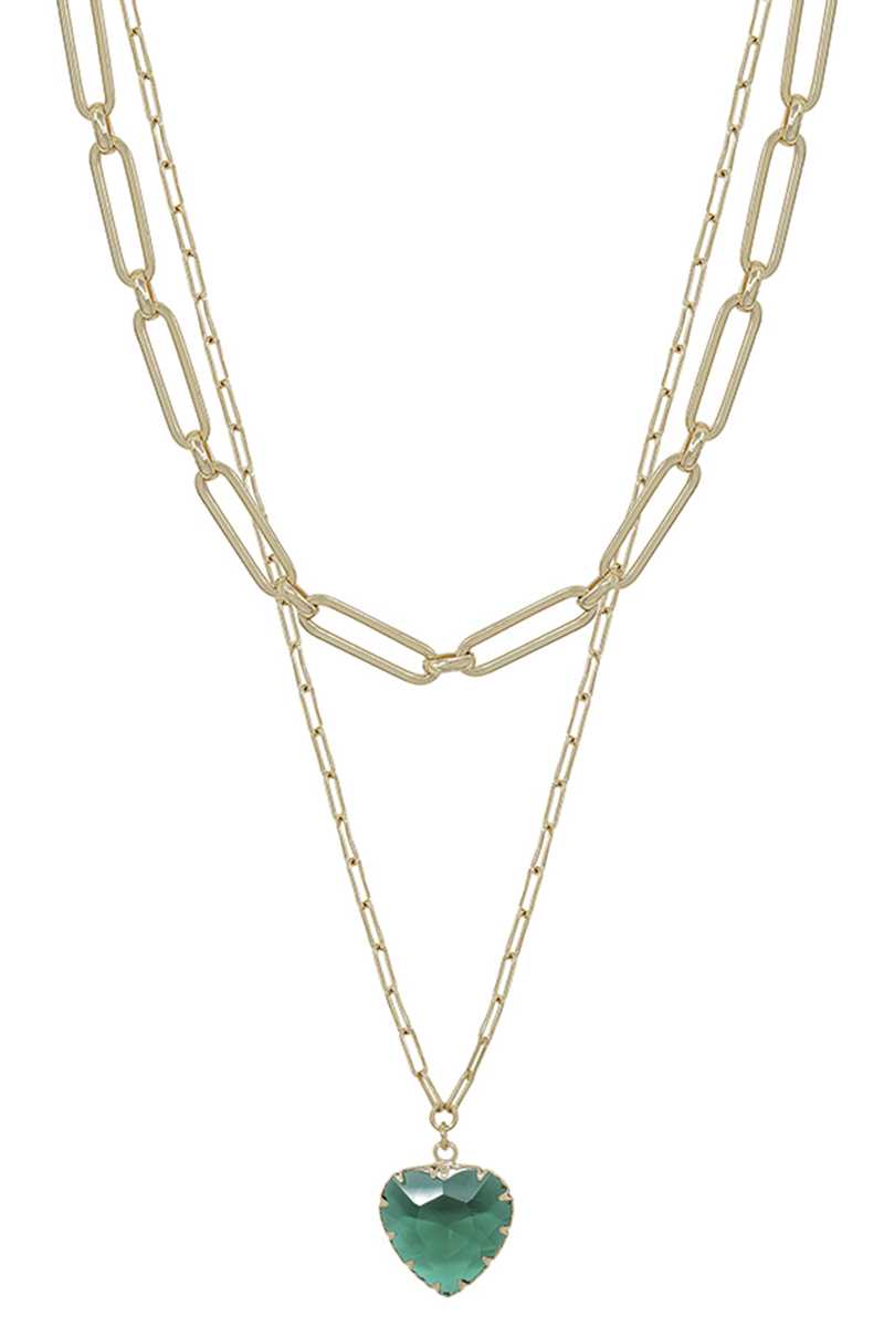 Chain & Heart Pendant Layered Necklace