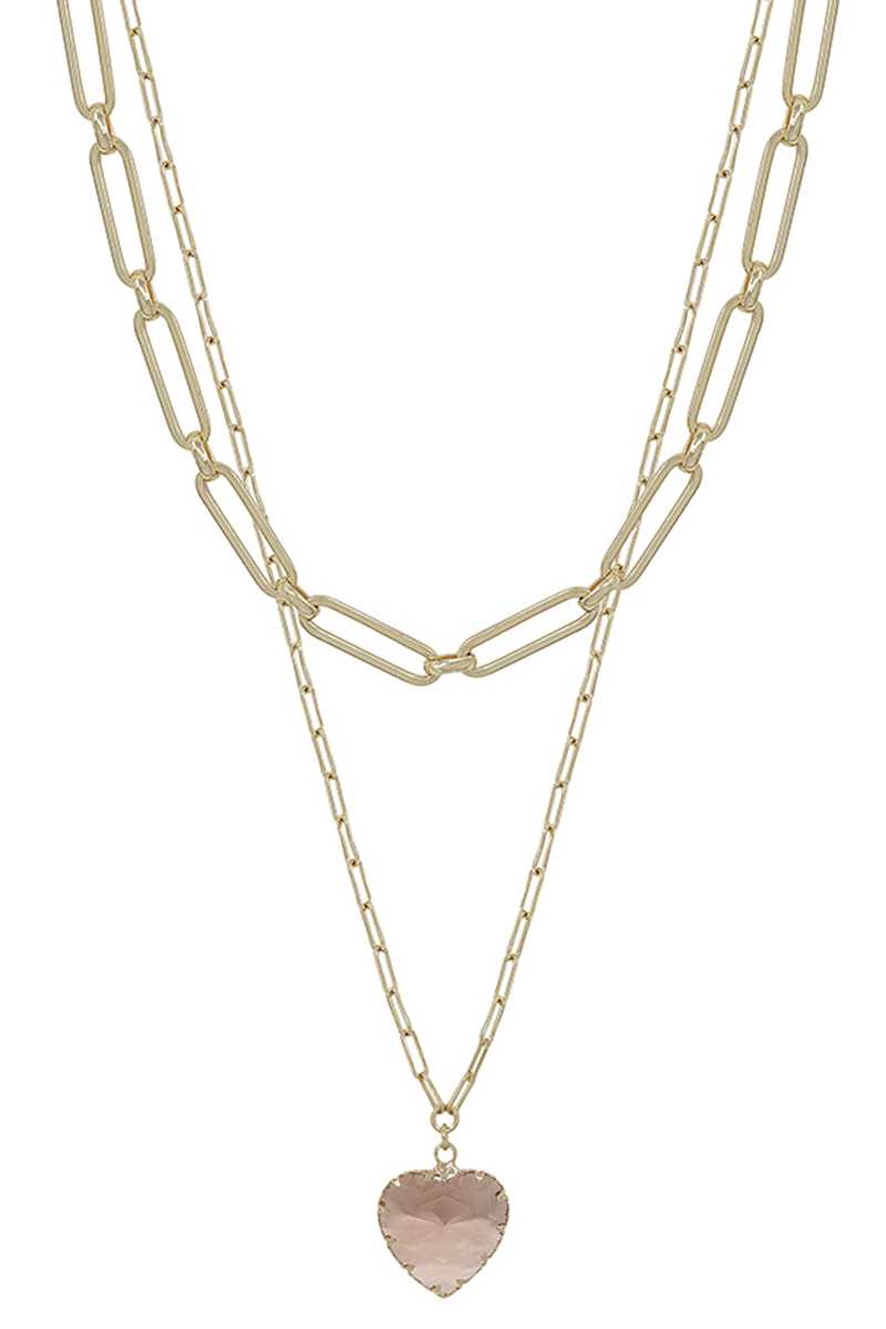 Chain & Heart Pendant Layered Necklace