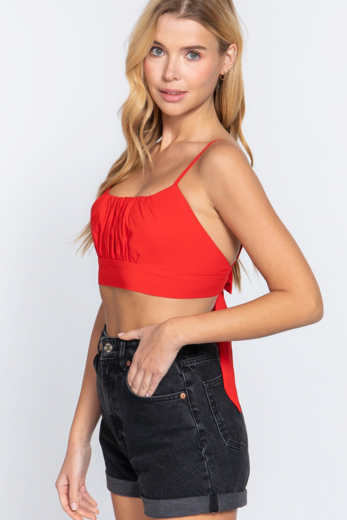 Back Bow Cami Crop Top