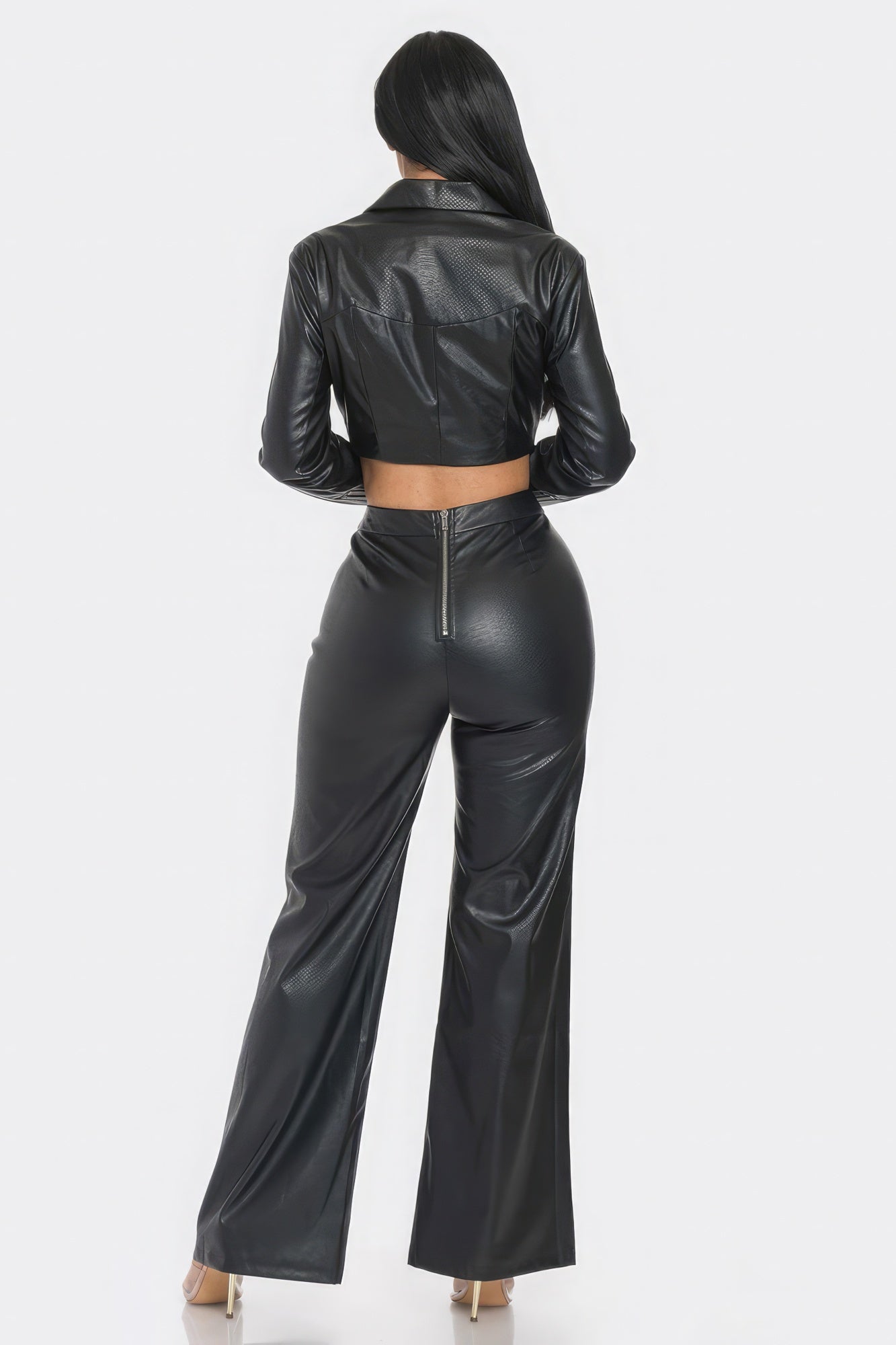 Faux Leather Rhinestone Detail Set