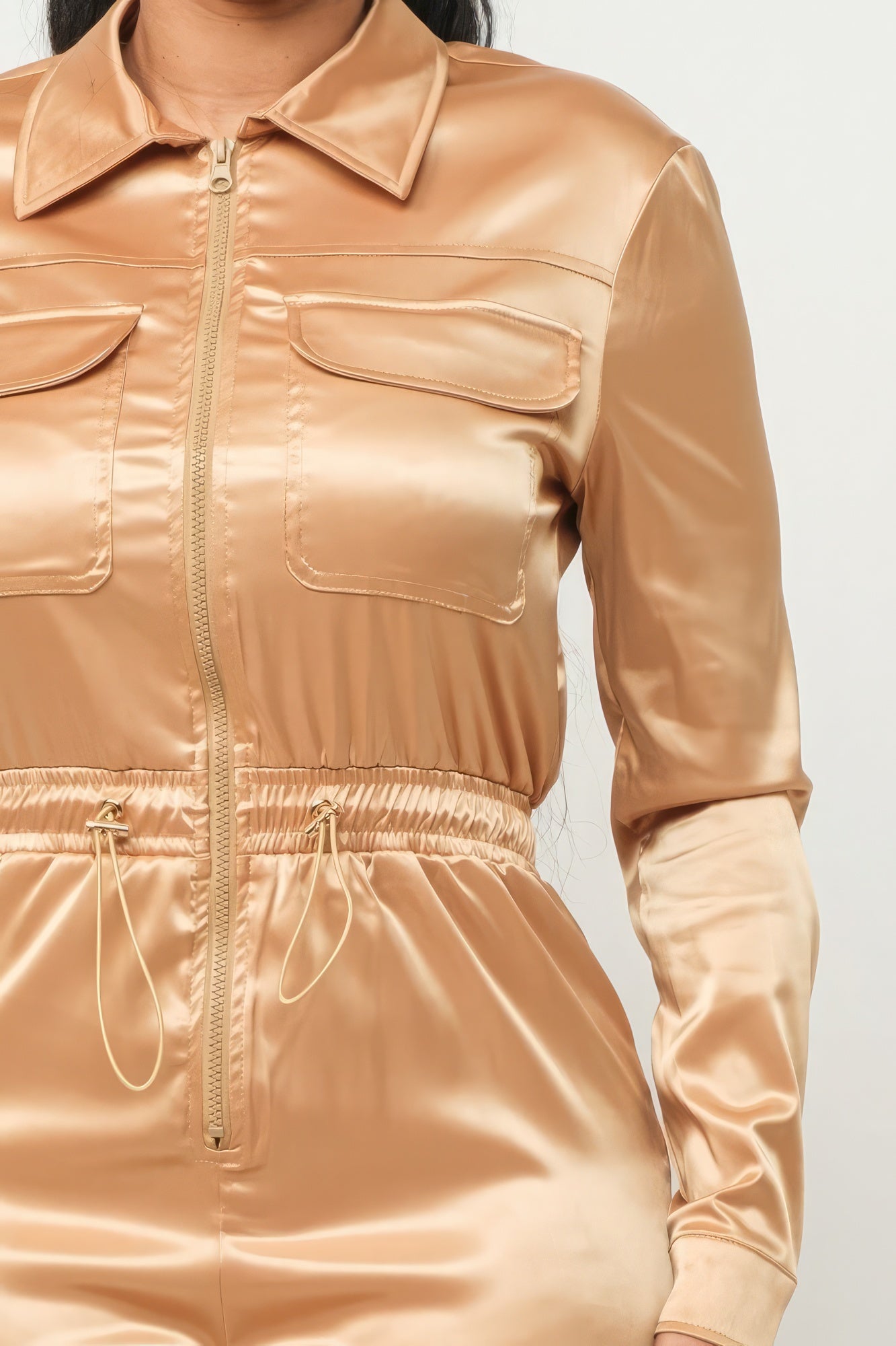 Satin Zipper Jumpsuit