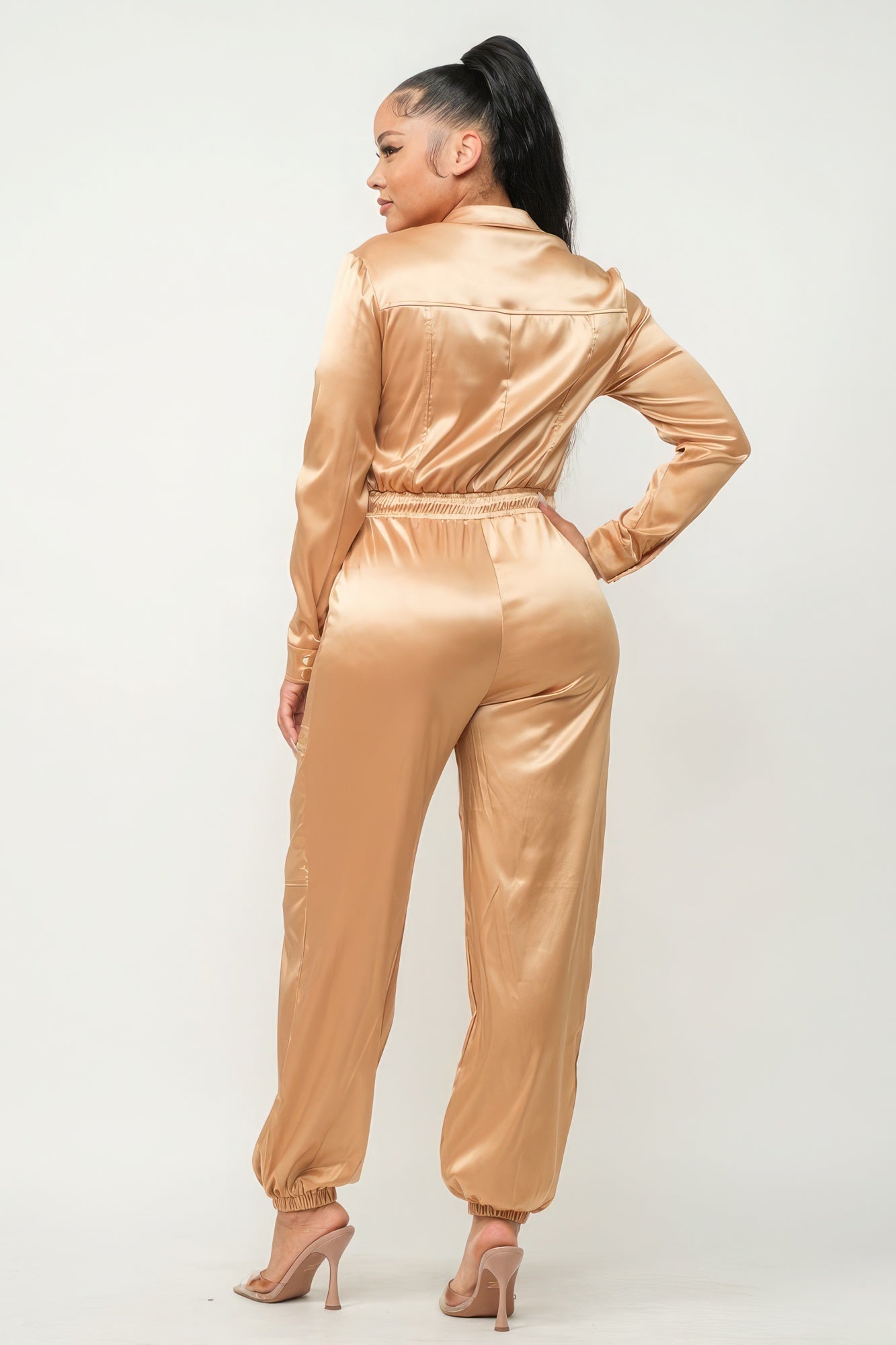 Satin Zipper Jumpsuit