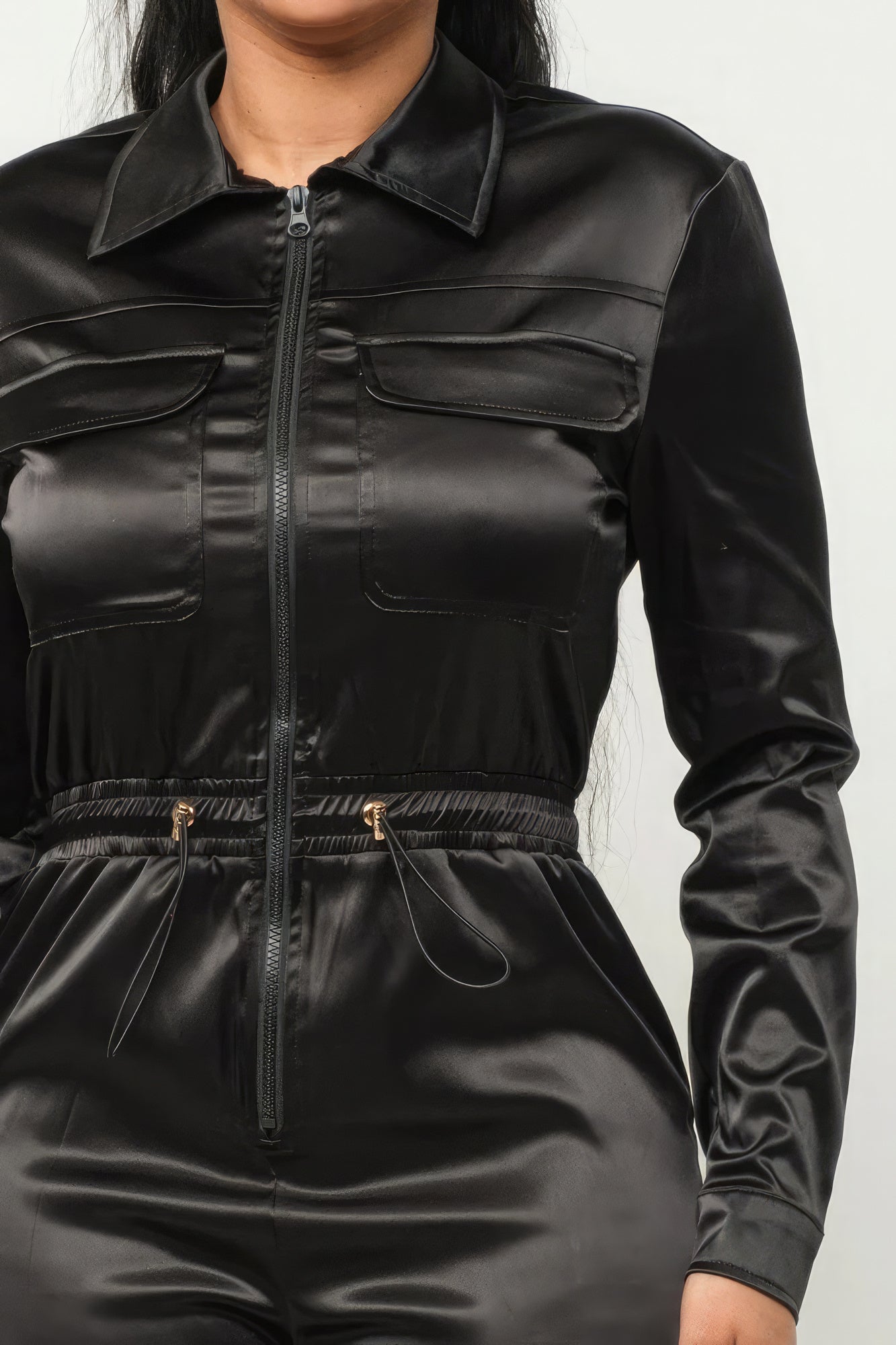 Satin Zipper Jumpsuit