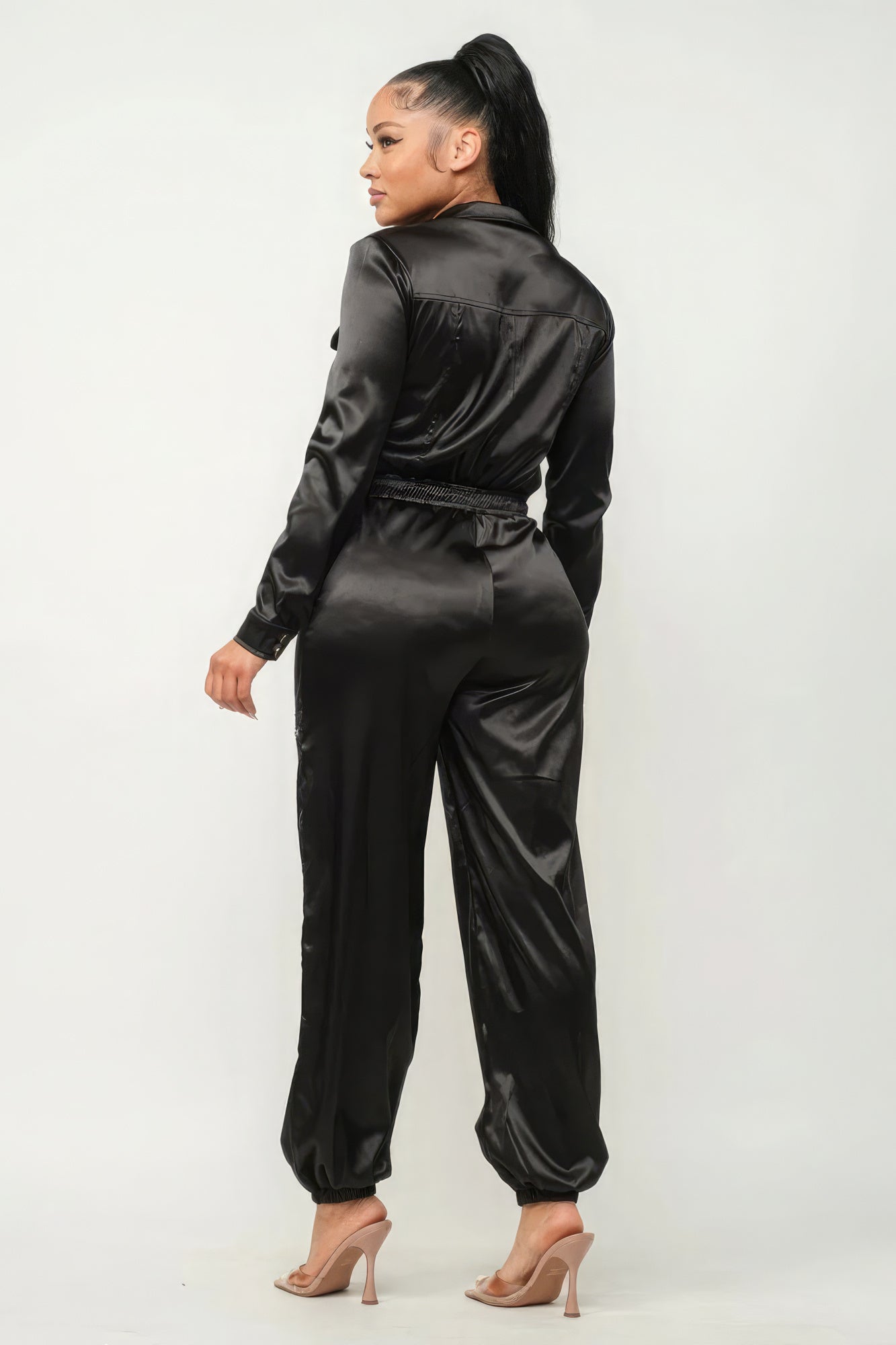 Satin Zipper Jumpsuit