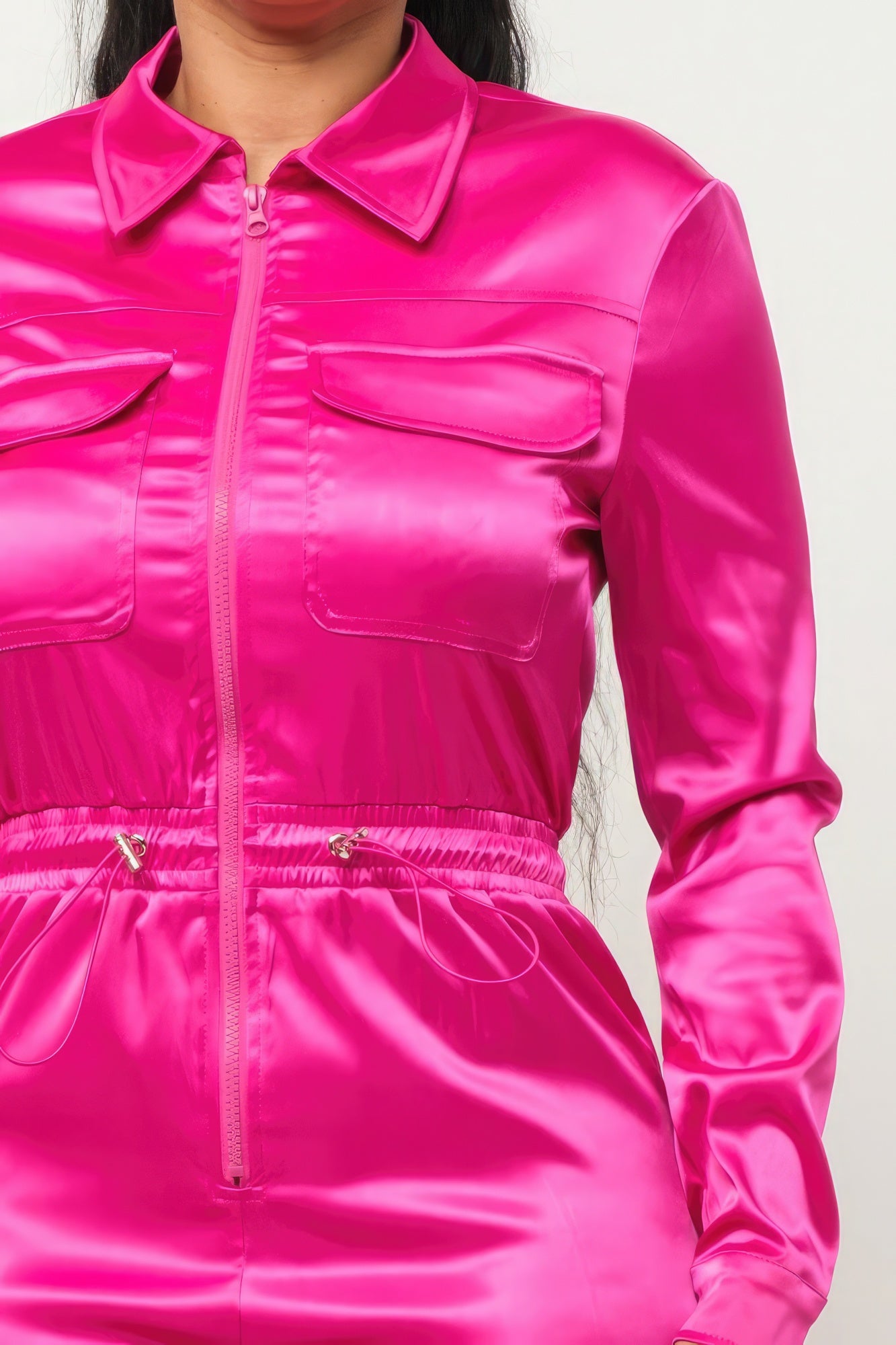 Satin Zipper Jumpsuit