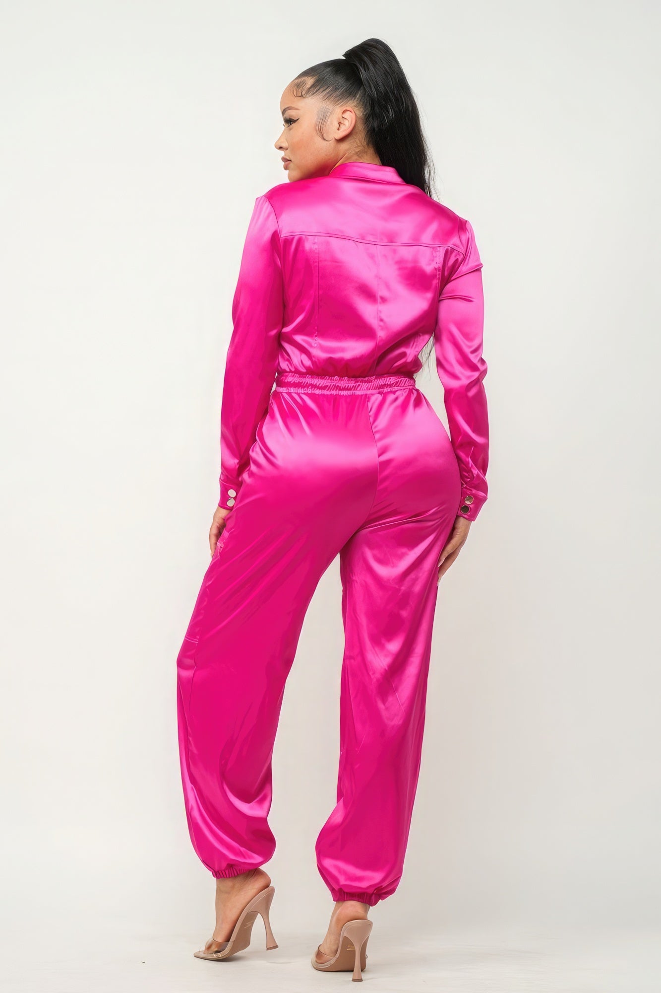 Satin Zipper Jumpsuit