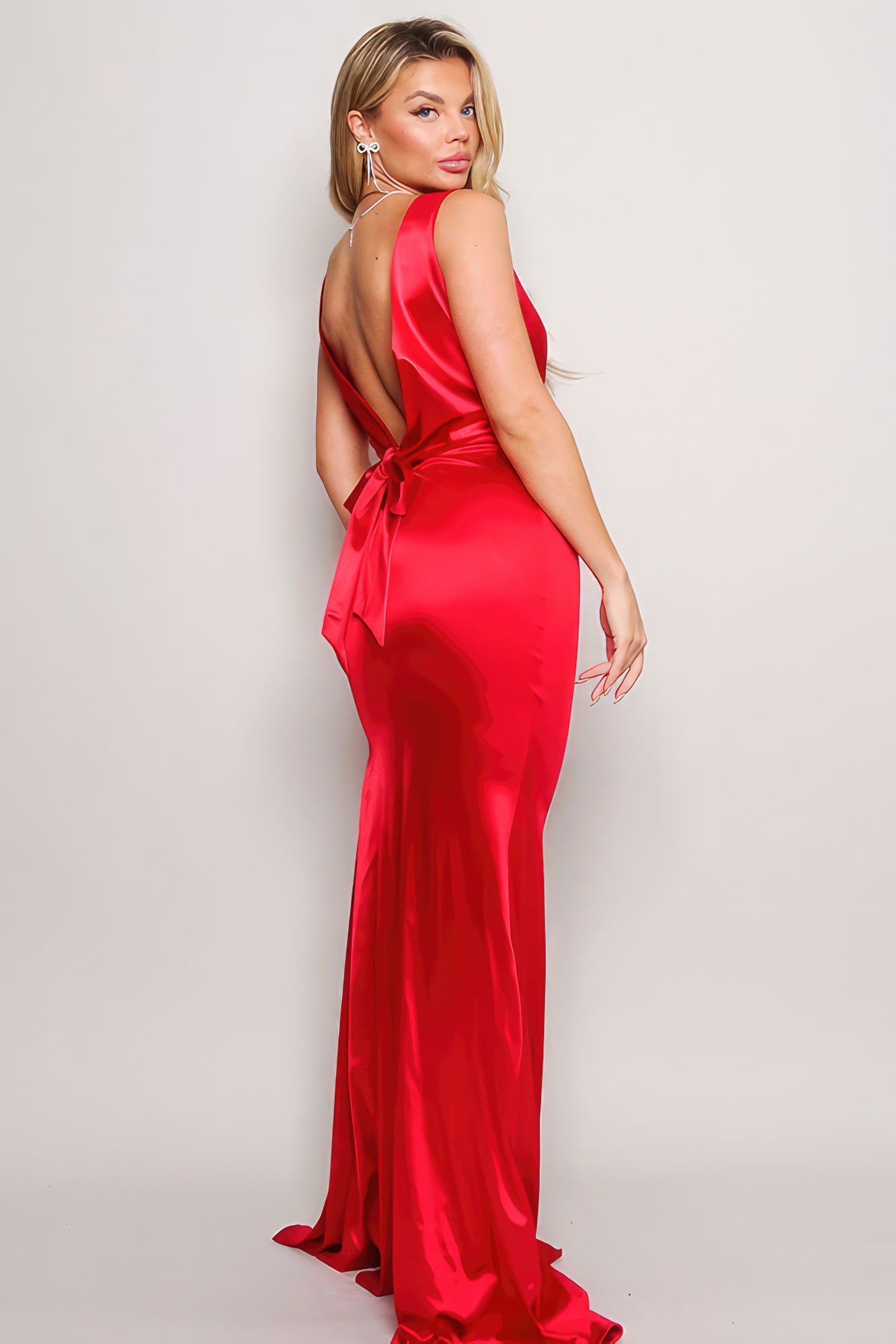 Sleeveless Back Bow Maxi Dress