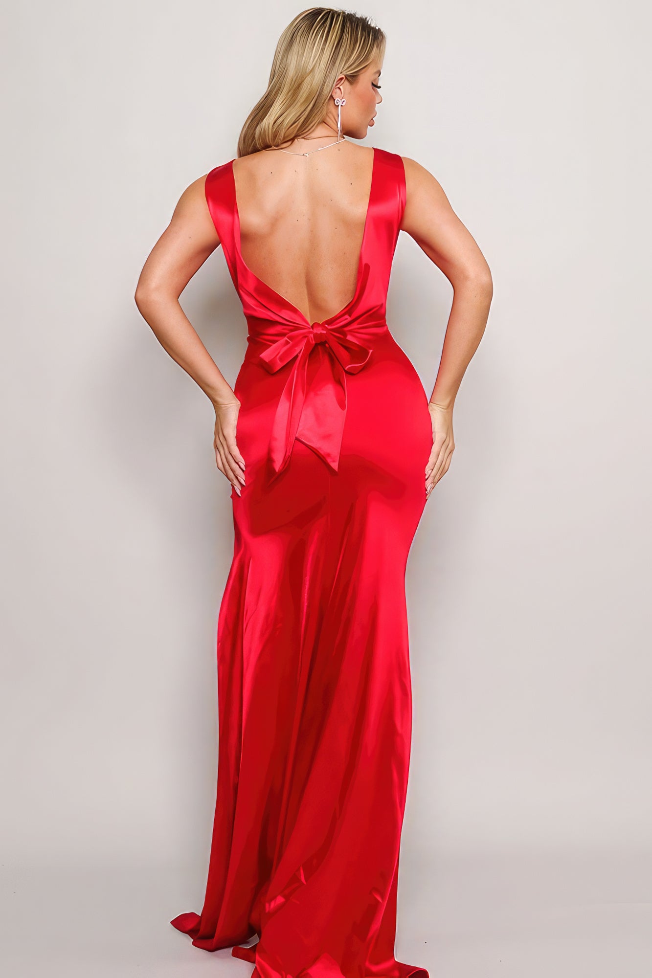 Sleeveless Back Bow Maxi Dress