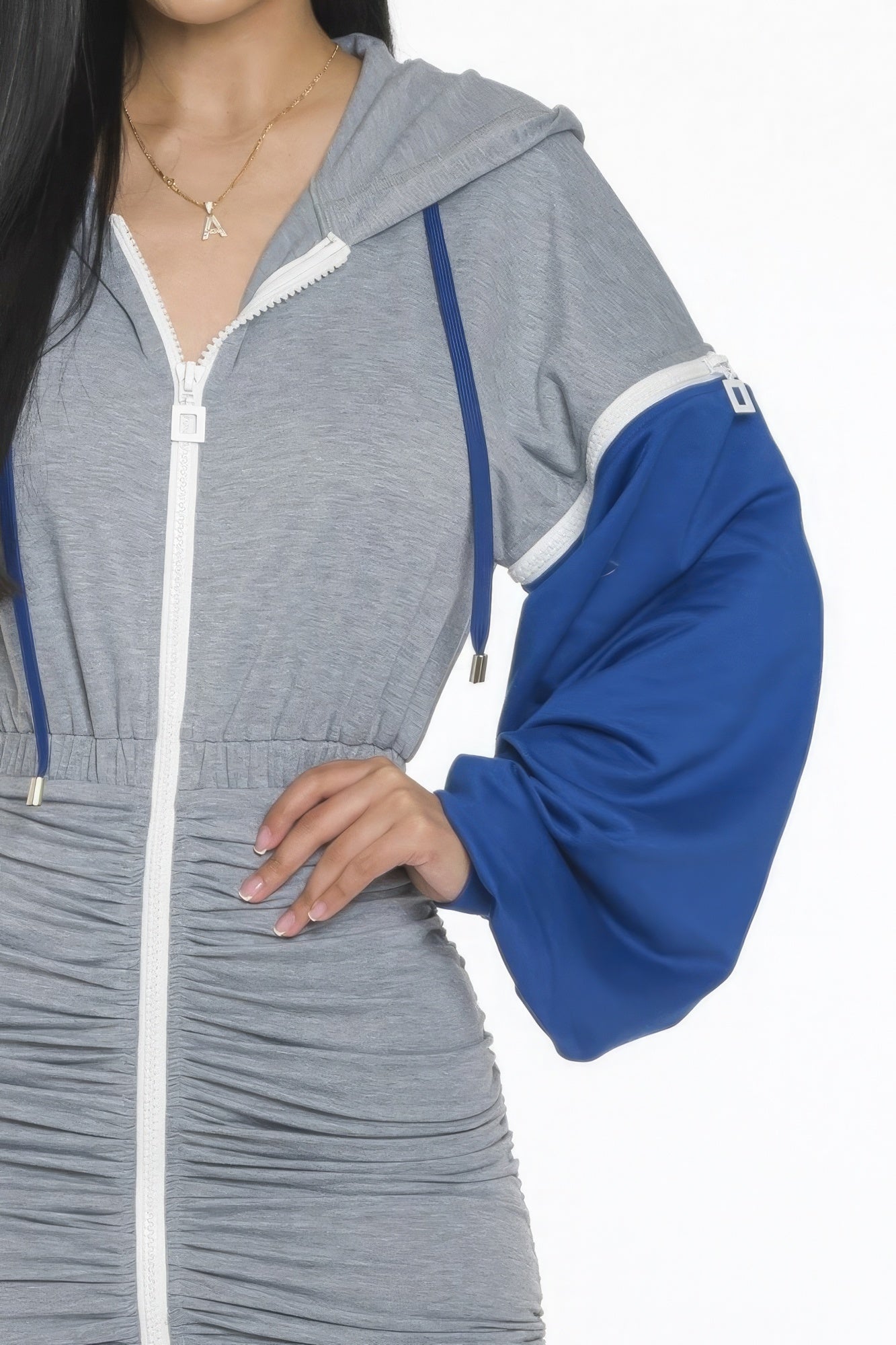 Ruched Zipper Mini Dress
