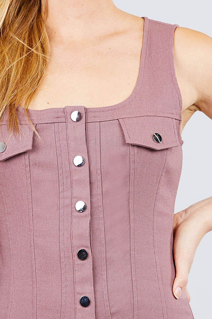 Button Down Detail Mini Dress