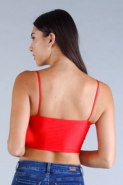 Sexy Spaghetti Strap Darted Under Bust Crop Top