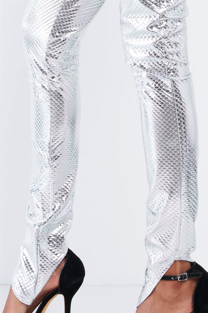 Metallic Cropped Top & High Waist Leggings Set