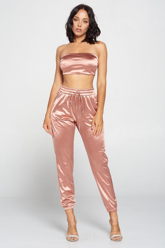 Satin Tube Top & Pant Set