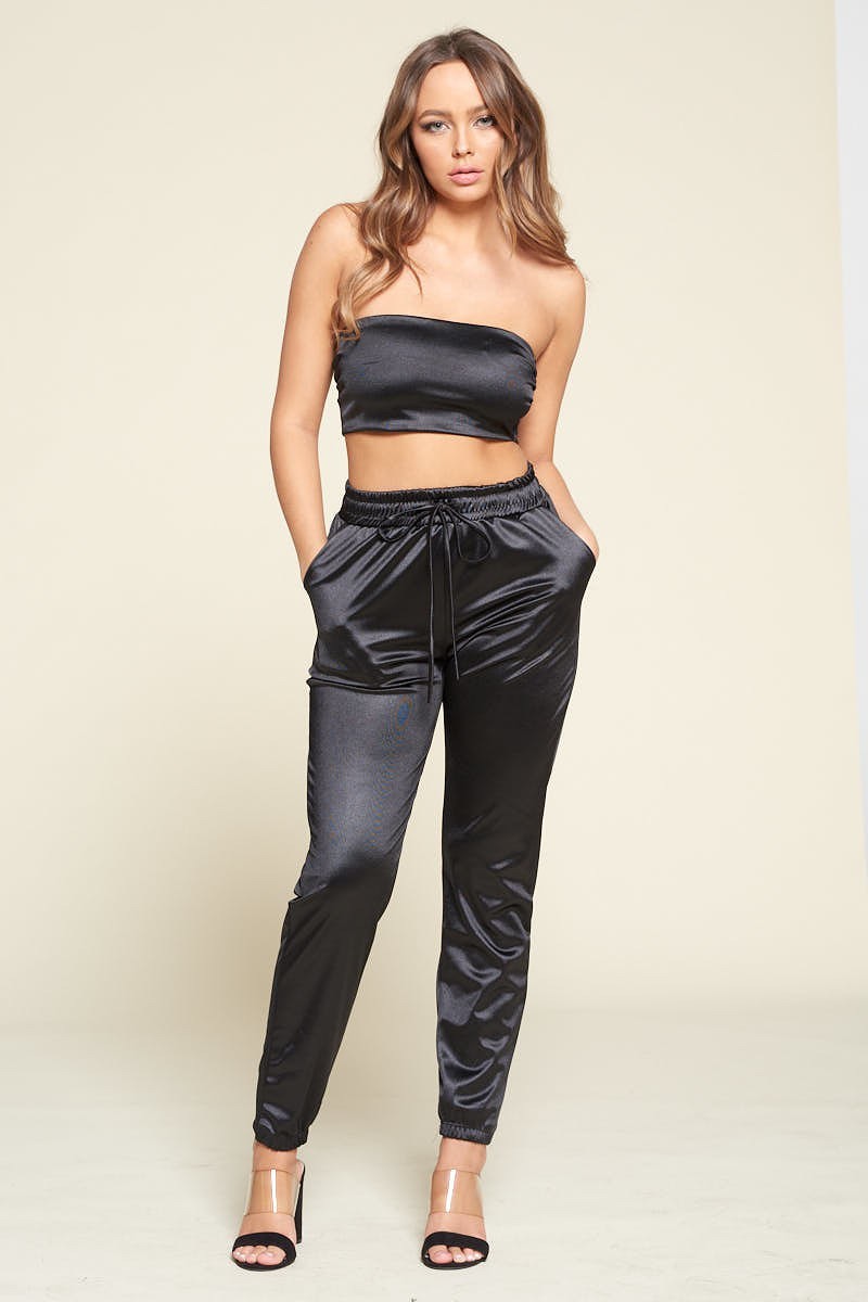 Satin Tube Top & Pant Set