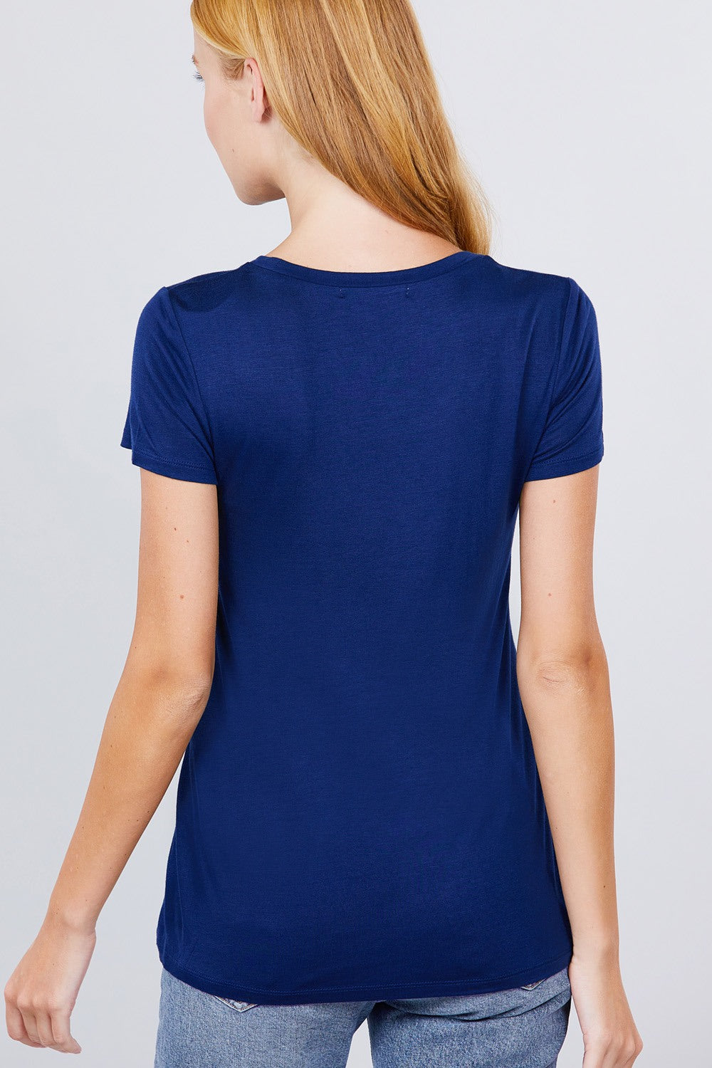 Short Sleeve Scoop Neck Pocket Top