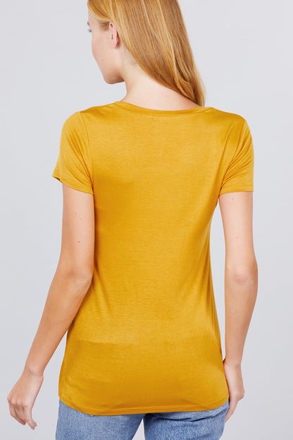 Short Sleeve Scoop Neck Pocket Top