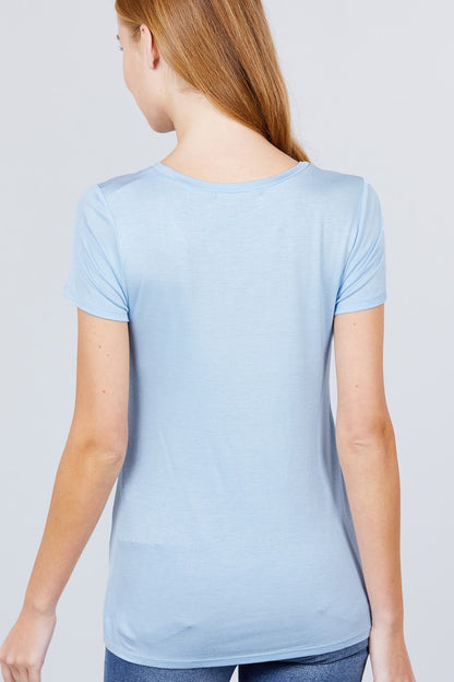 Short Sleeve Scoop Neck Pocket Top