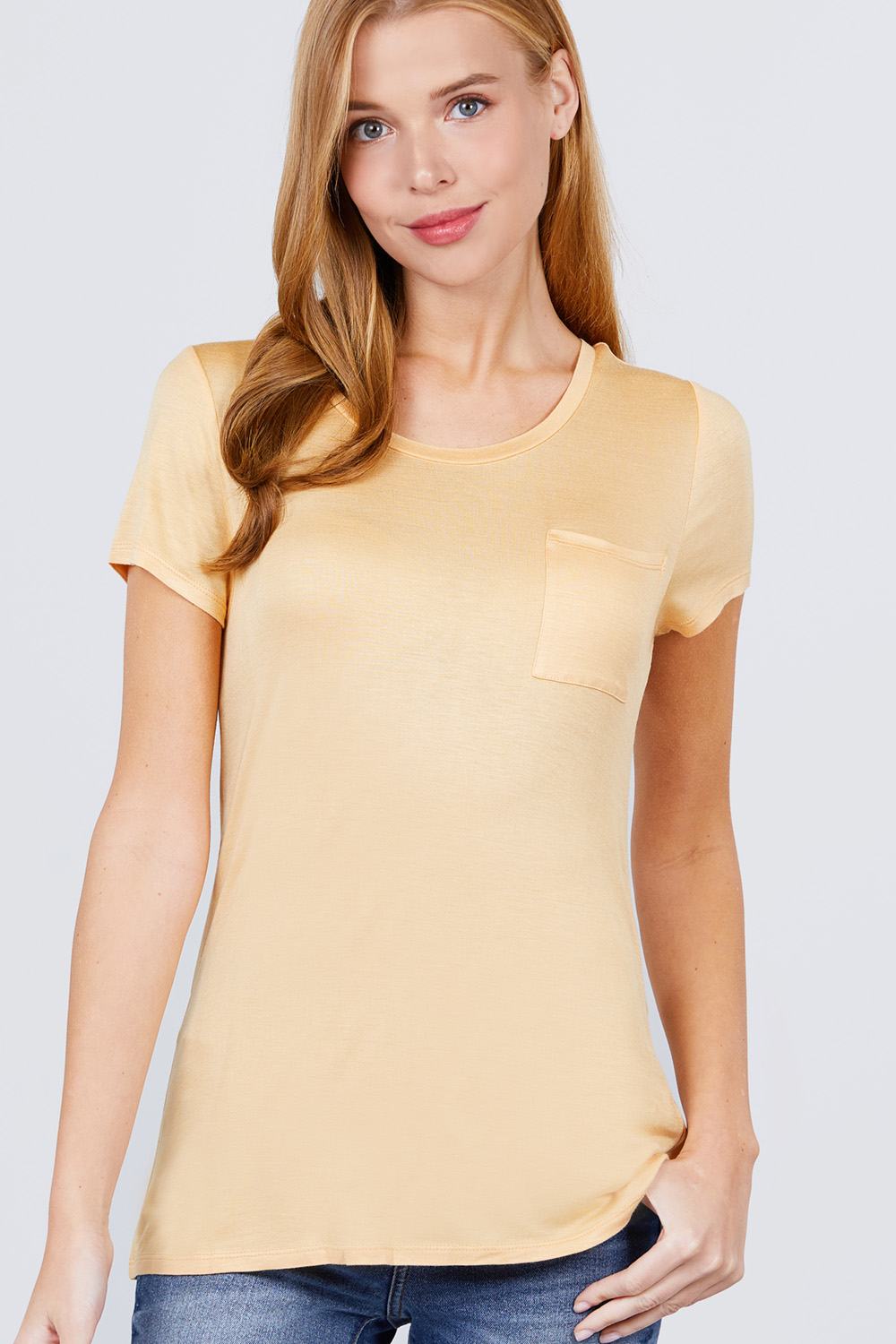 Short Sleeve Scoop Neck Pocket Top