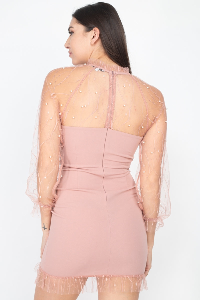 Pearl Mesh Bodycon Dress