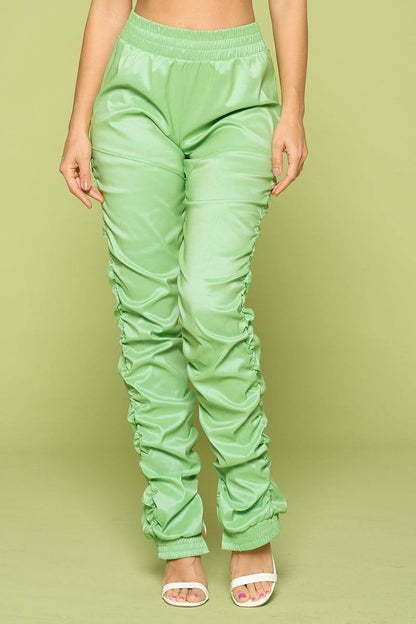 Faux Leather Ruched Pants