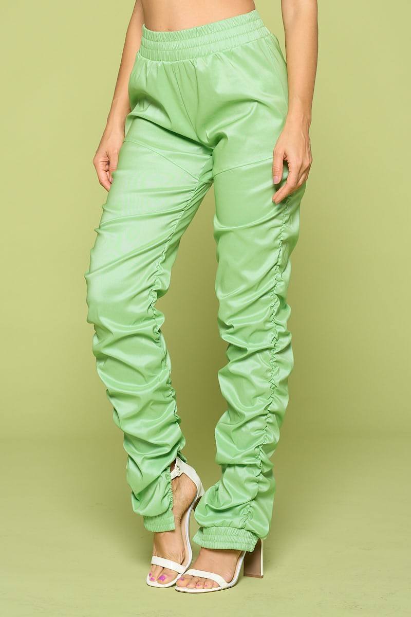 Faux Leather Ruched Pants