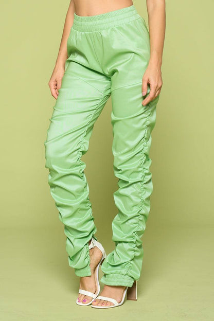 Faux Leather Ruched Pants
