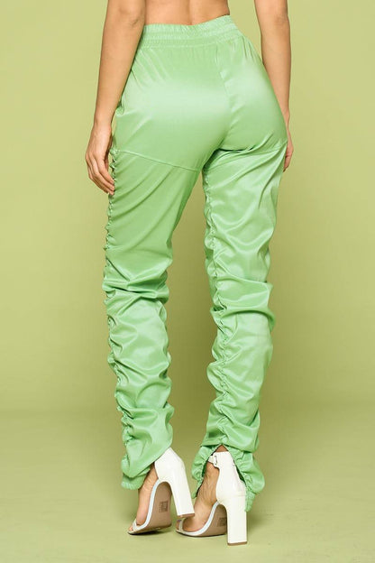 Faux Leather Ruched Pants