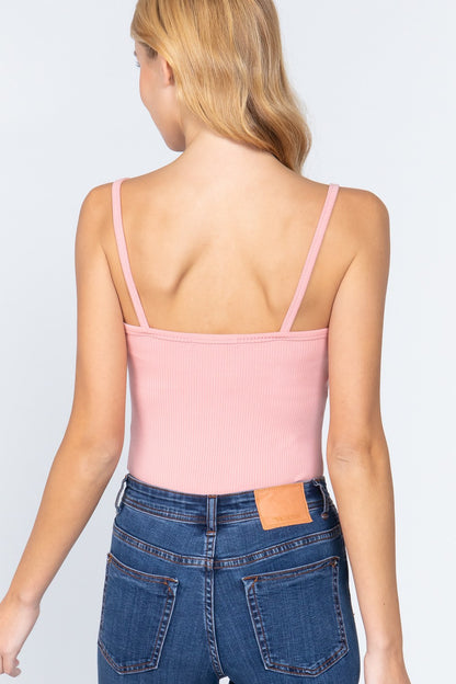 Ribbed Cami Lace Detail Bodysuit